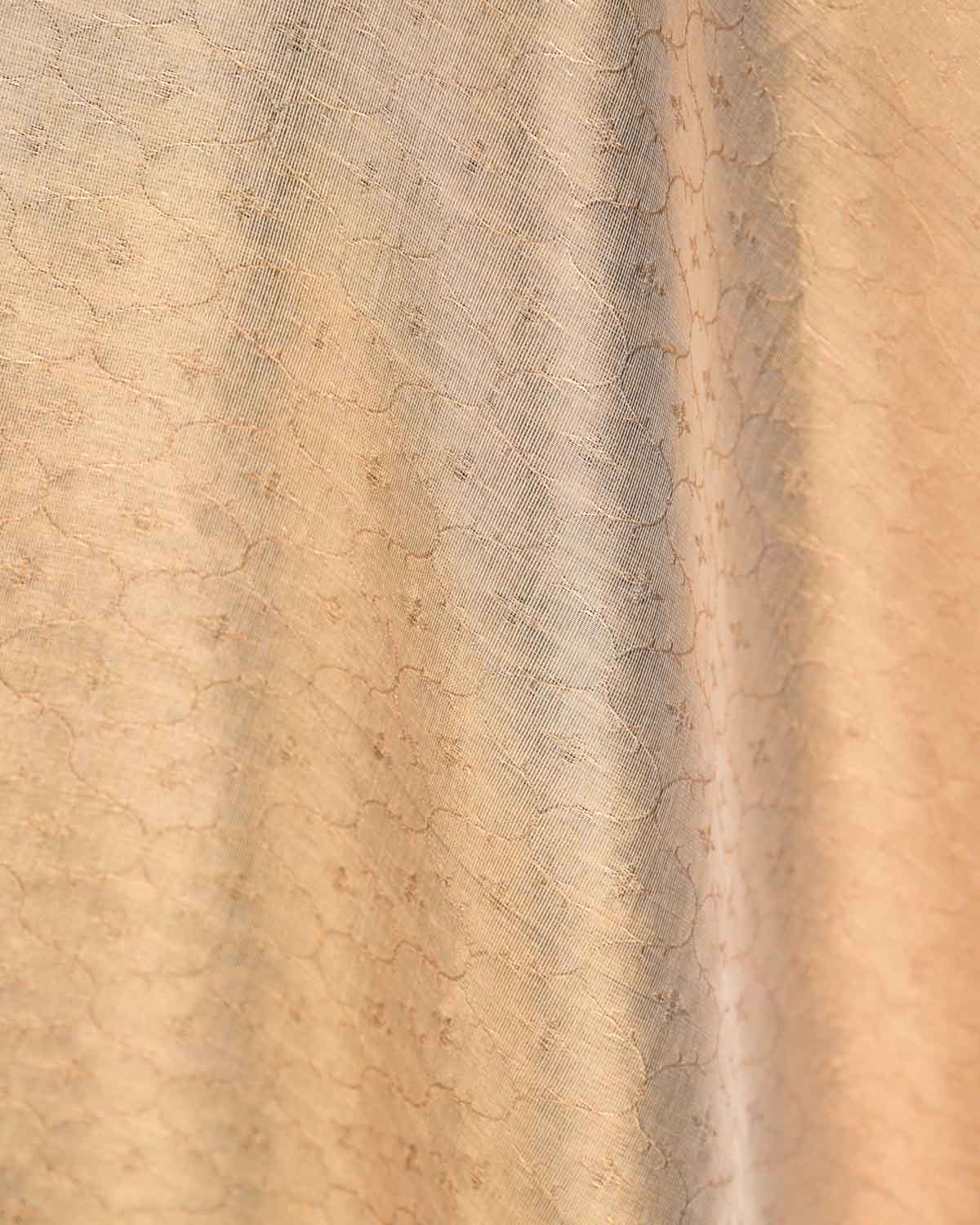 Metallic Gold Zari Tanchoi Brocade Woven Cotton Silk Banarasi Fabric-HolyWeaves