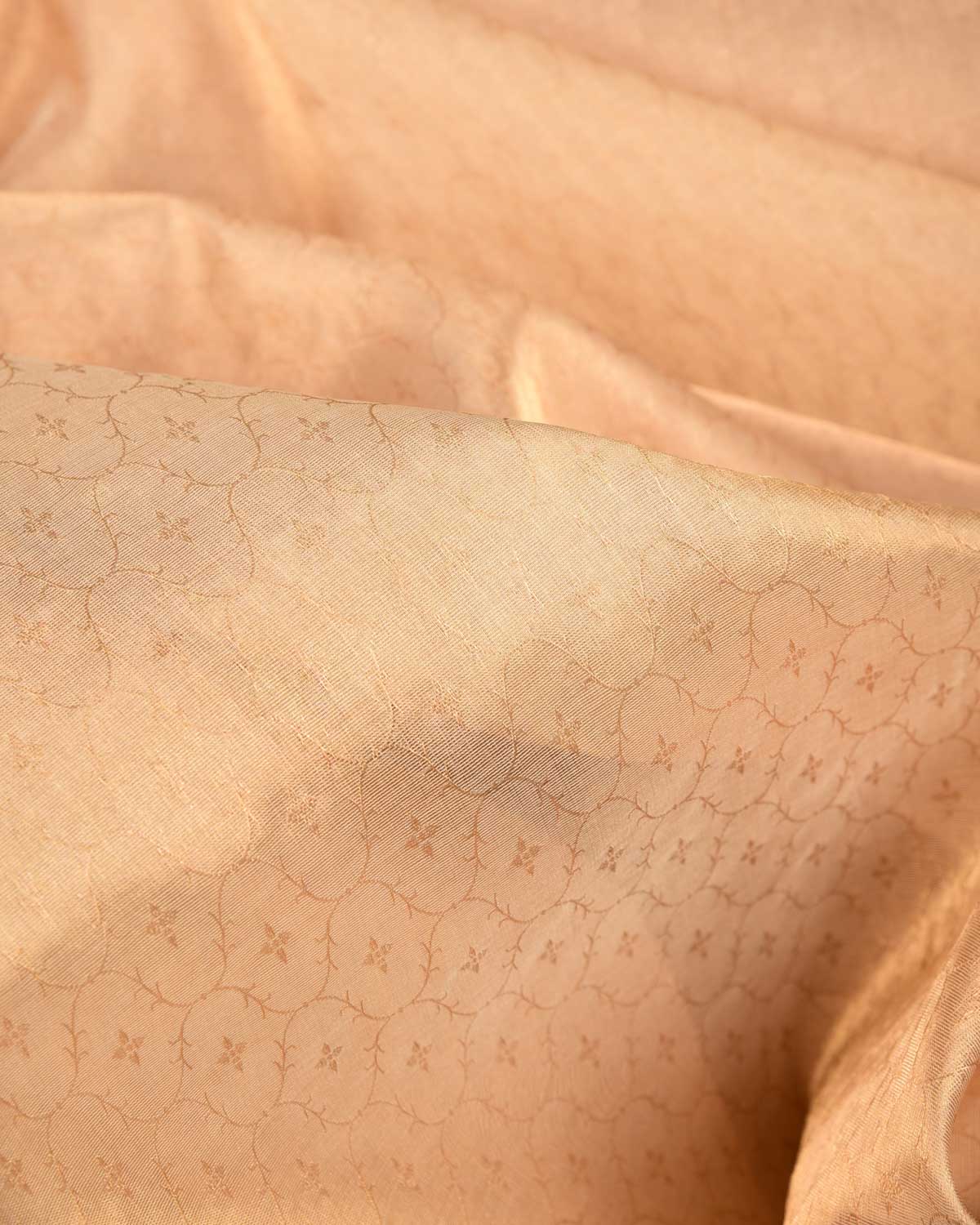 Metallic Gold Zari Tanchoi Brocade Woven Cotton Silk Banarasi Fabric-HolyWeaves