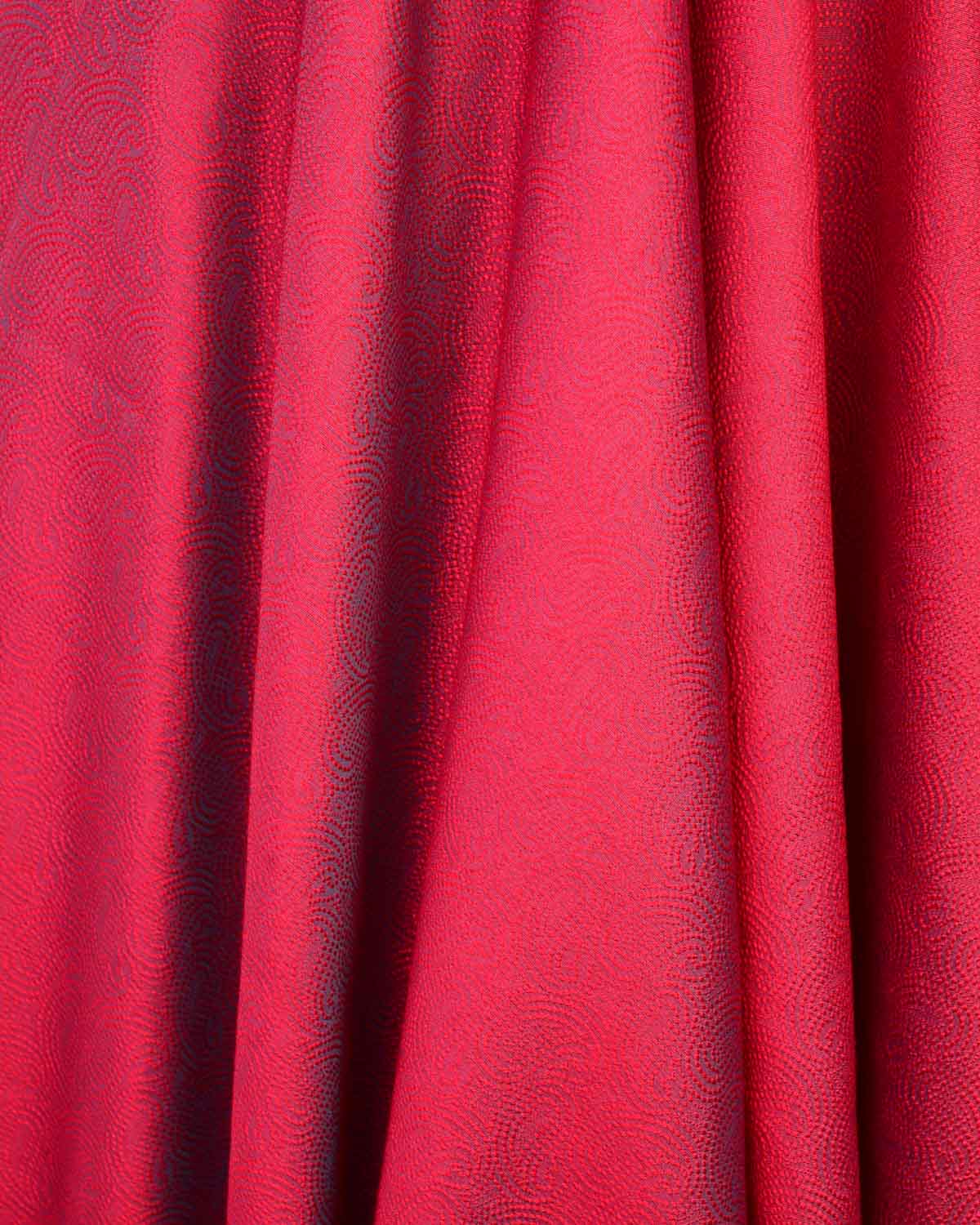 Shot Red Dotted Paisley Tanchoi Woven Poly Cotton Silk Banarasi Fabric-HolyWeaves