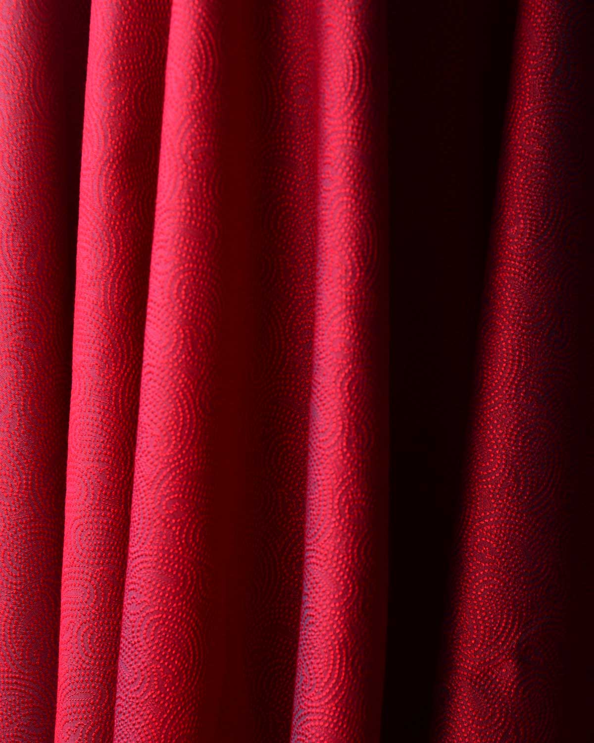 Shot Red Dotted Paisley Tanchoi Woven Poly Cotton Silk Banarasi Fabric-HolyWeaves