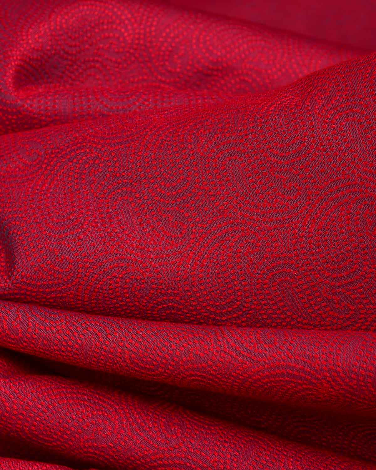 Shot Red Dotted Paisley Tanchoi Woven Poly Cotton Silk Banarasi Fabric-HolyWeaves