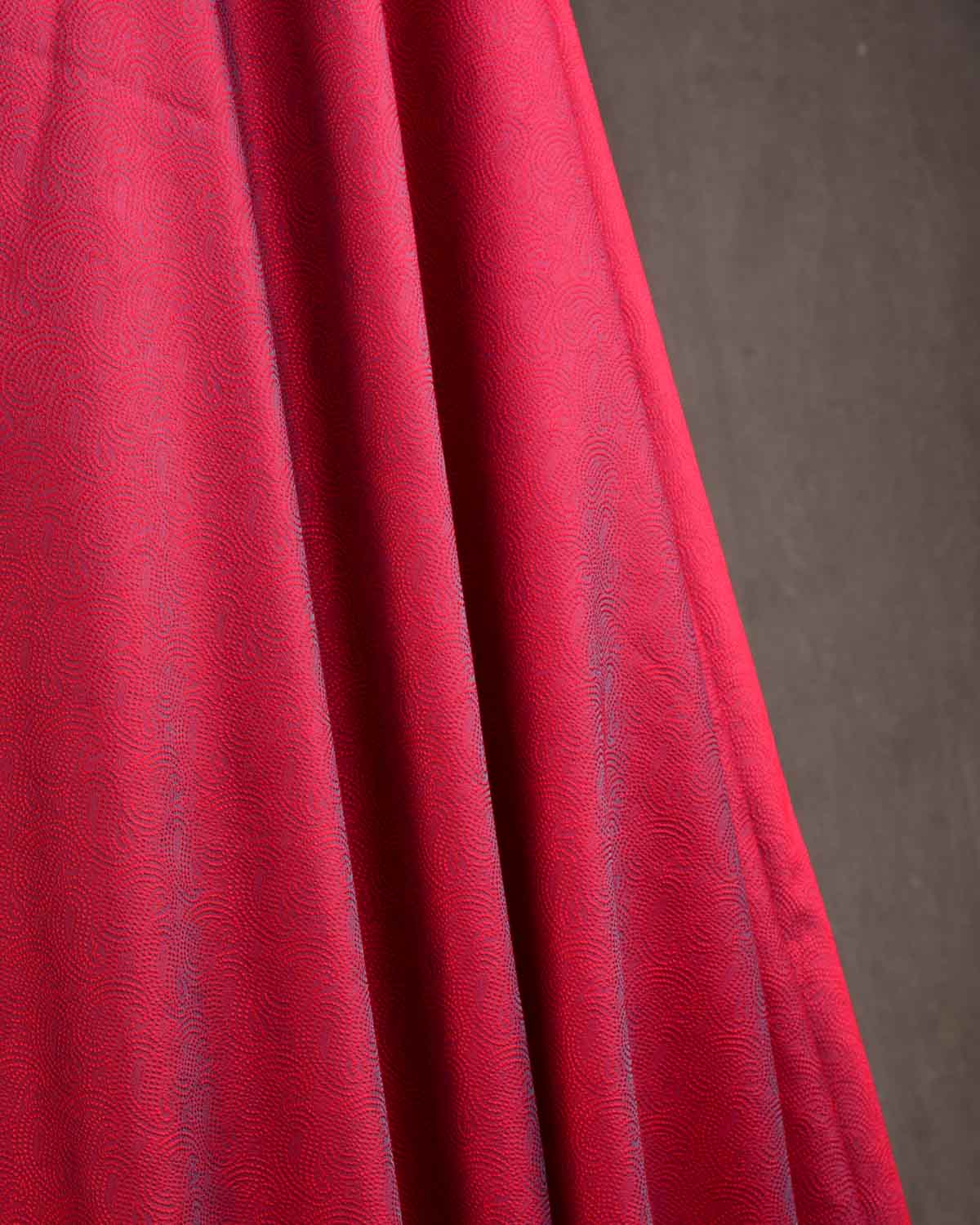 Shot Red Dotted Paisley Tanchoi Woven Poly Cotton Silk Banarasi Fabric-HolyWeaves