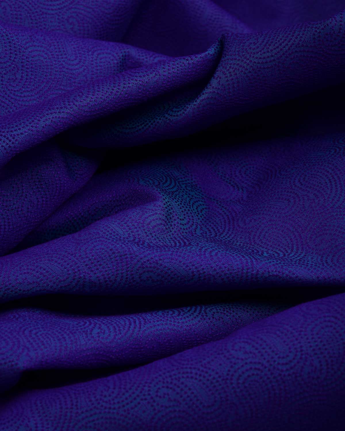 Shot Purple Blue Dotted Paisley Tanchoi Woven Poly Cotton Silk Banarasi Fabric-HolyWeaves