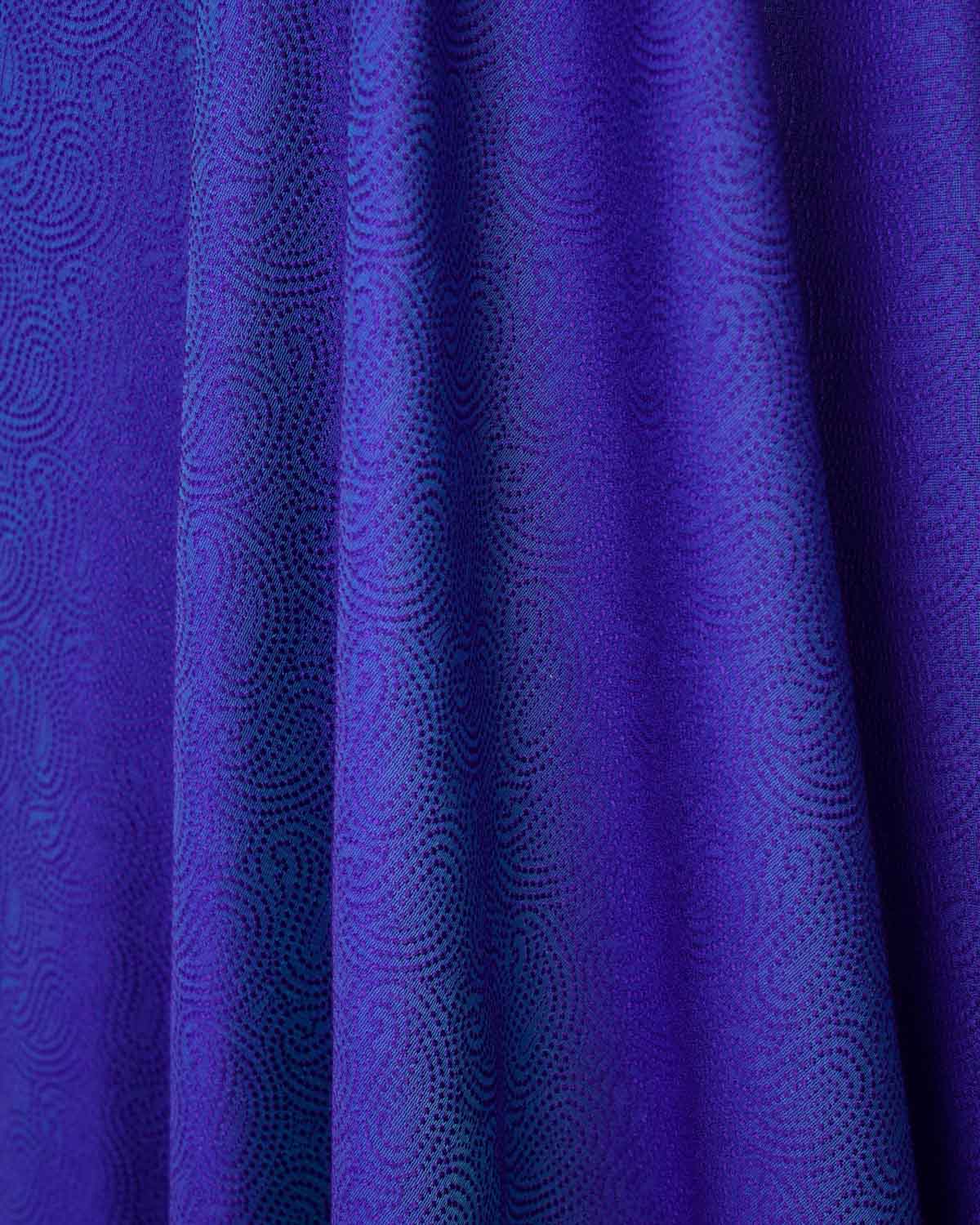 Shot Purple Blue Dotted Paisley Tanchoi Woven Poly Cotton Silk Banarasi Fabric-HolyWeaves