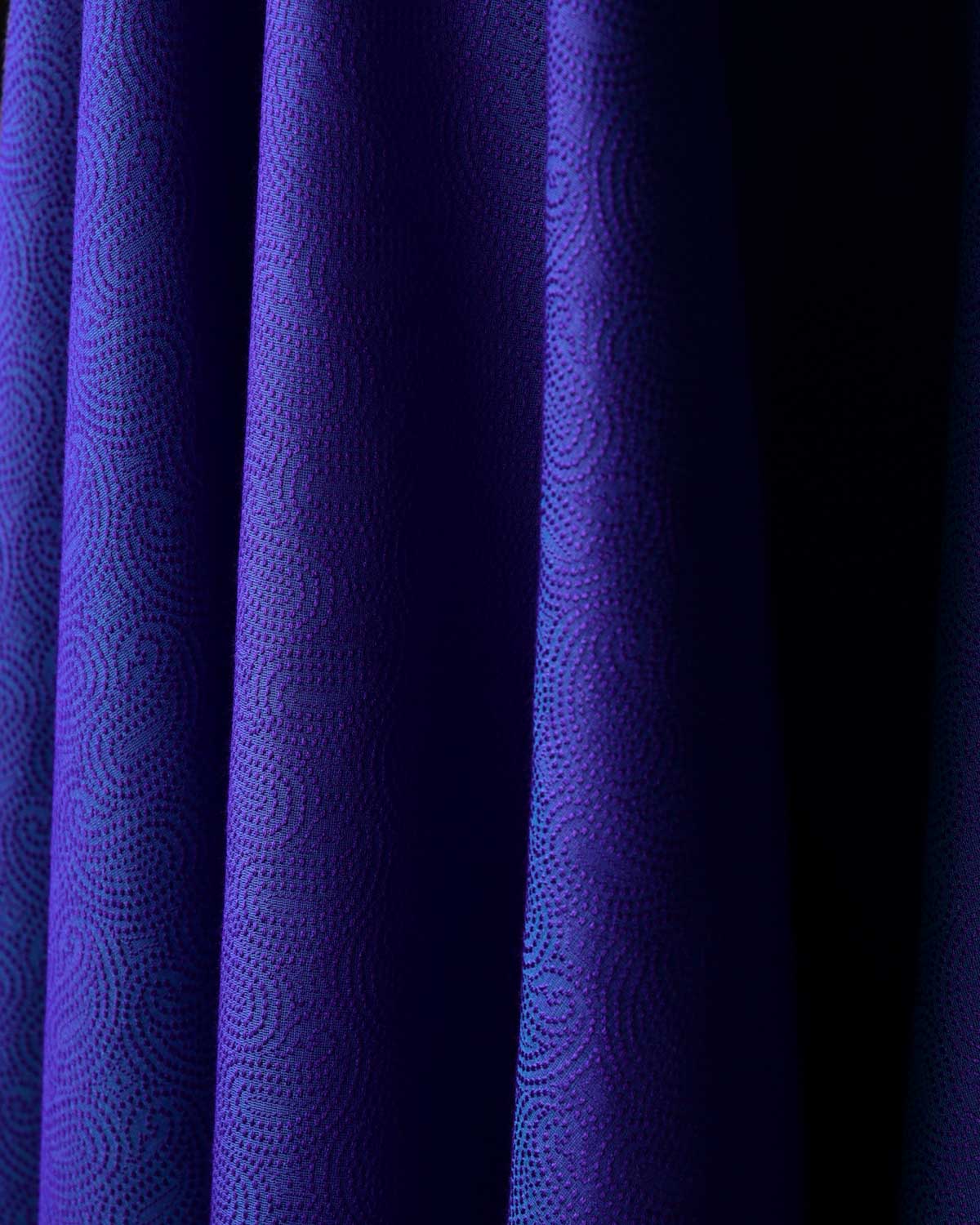 Shot Purple Blue Dotted Paisley Tanchoi Woven Poly Cotton Silk Banarasi Fabric-HolyWeaves