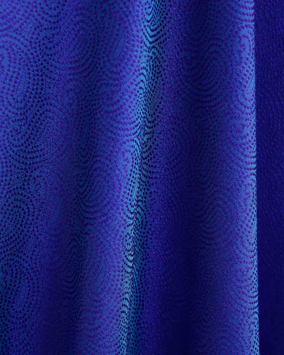 Shot Purple Blue Dotted Paisley Tanchoi Woven Poly Cotton Silk Banarasi Fabric-HolyWeaves