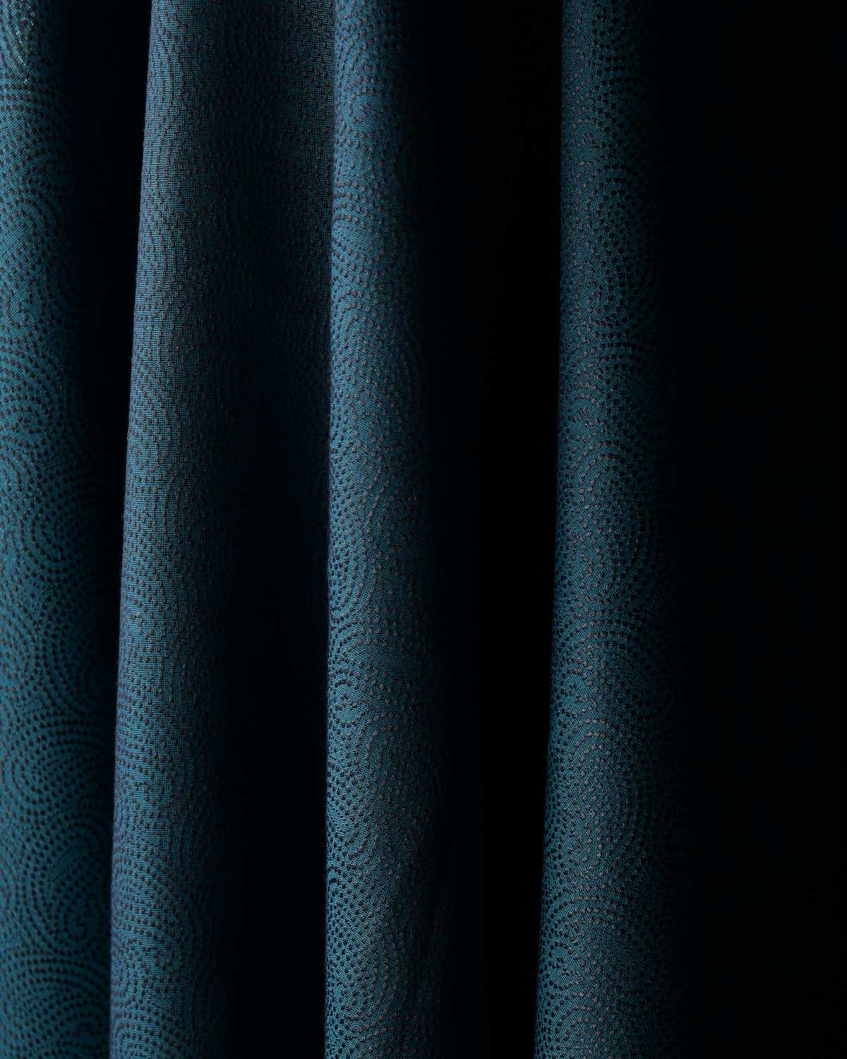 Shot Blue-Green Dotted Paisley Tanchoi Woven Poly Cotton Silk Banarasi Fabric-HolyWeaves