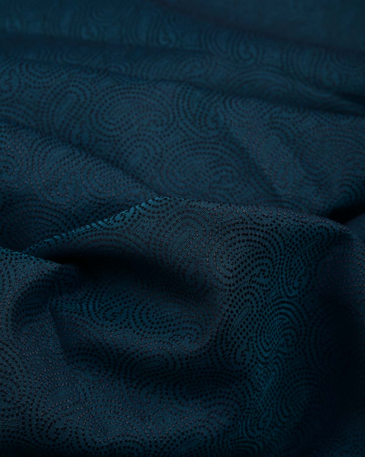 Shot Blue-Green Dotted Paisley Tanchoi Woven Poly Cotton Silk Banarasi Fabric-HolyWeaves
