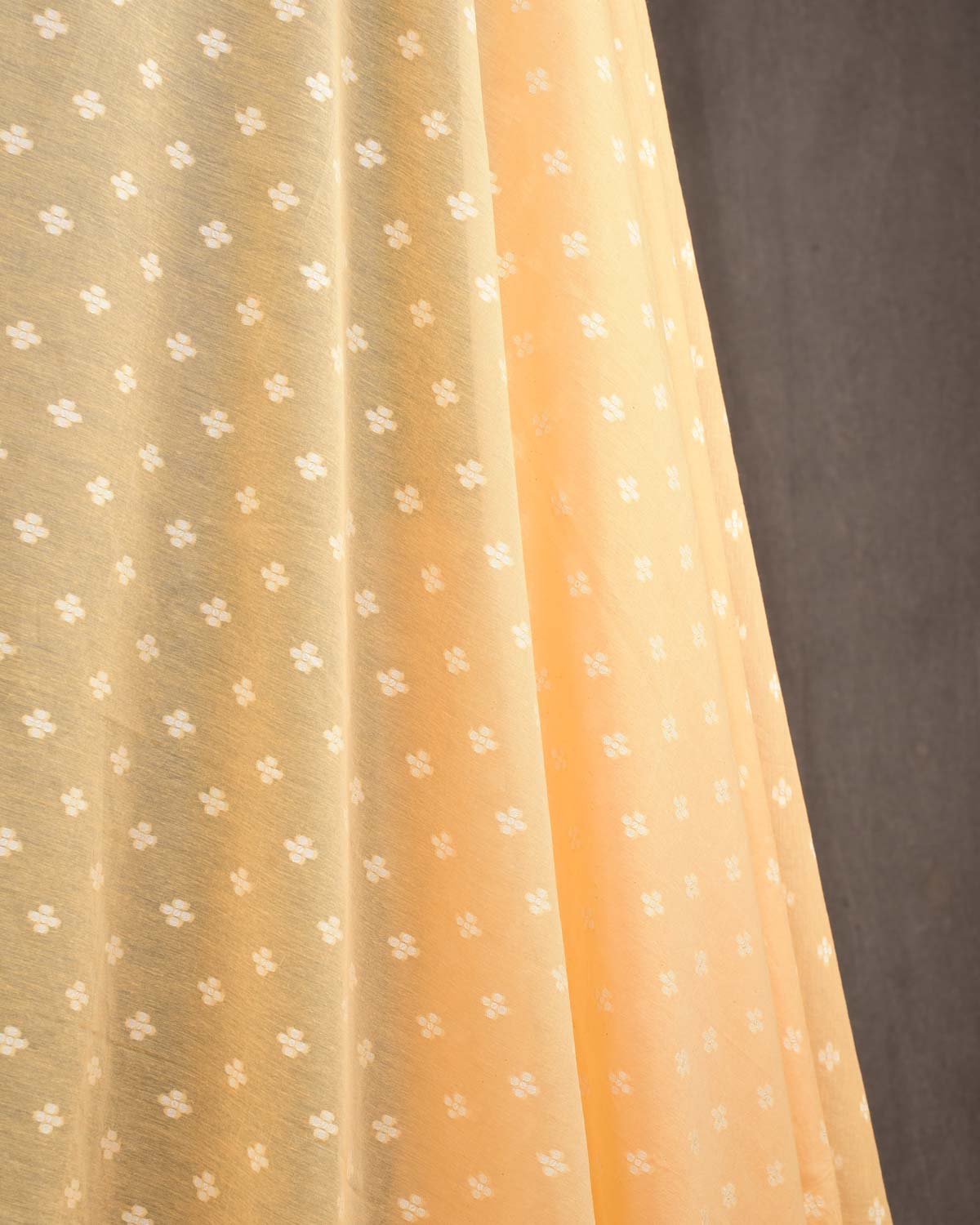 Mellow Yellow Resham Buti Cutwork Brocade Woven Cotton Silk Banarasi Fabric-HolyWeaves