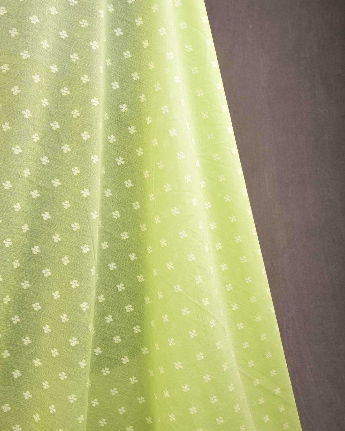 Sage Green Resham Buti Cutwork Brocade Woven Cotton Silk Banarasi Fabric-HolyWeaves