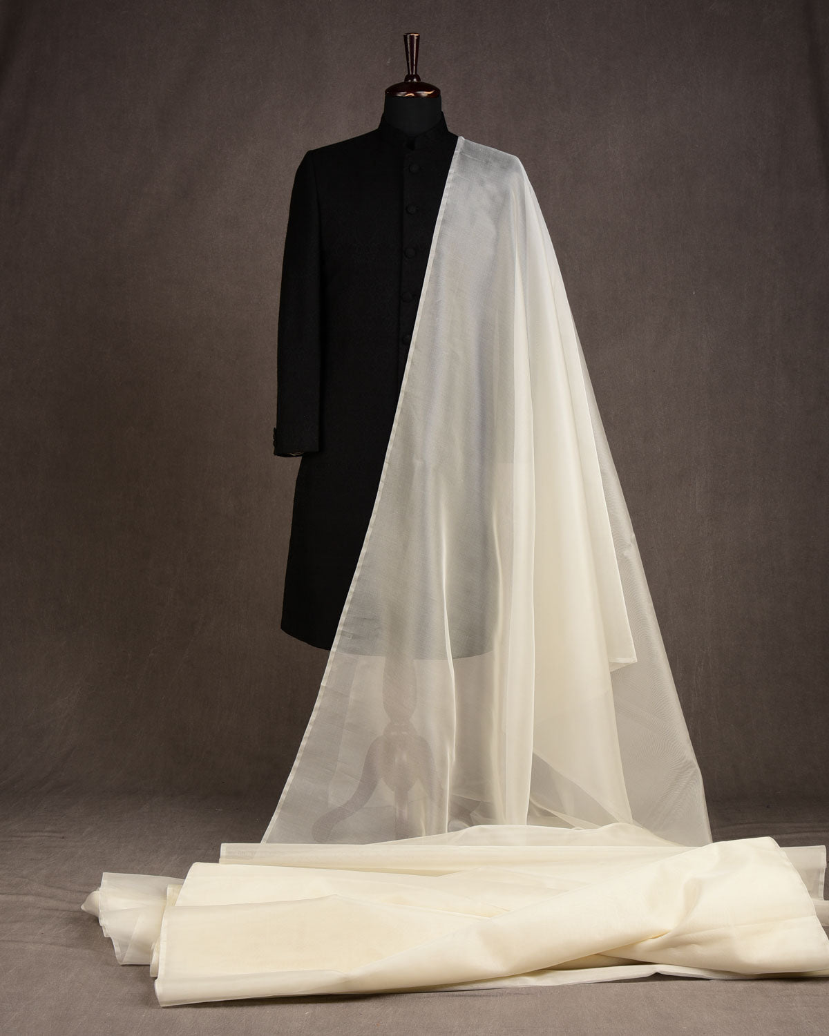 White Woven Kora Silk Banarasi Fabric