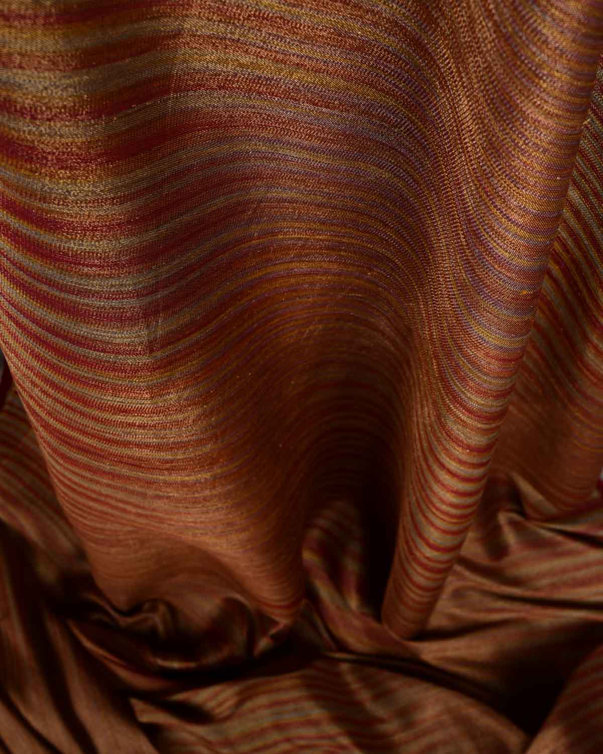 Variegated Multi-color Brocade Handwoven Silk Wool Tissue Banarasi Fabric-HolyWeaves