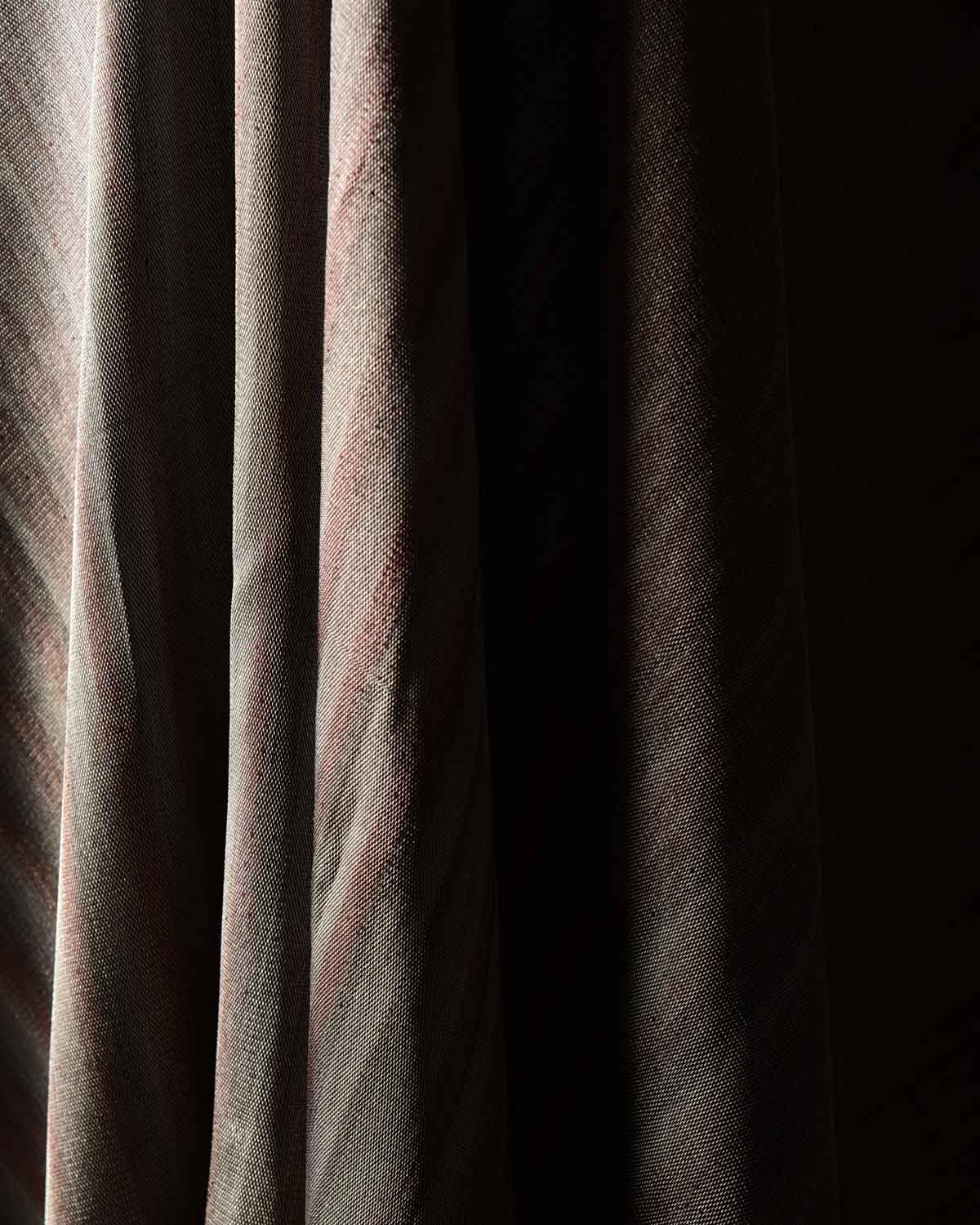 Variegated Metallic Silver Brocade Handwoven Silk Tissue Banarasi Fabric-HolyWeaves
