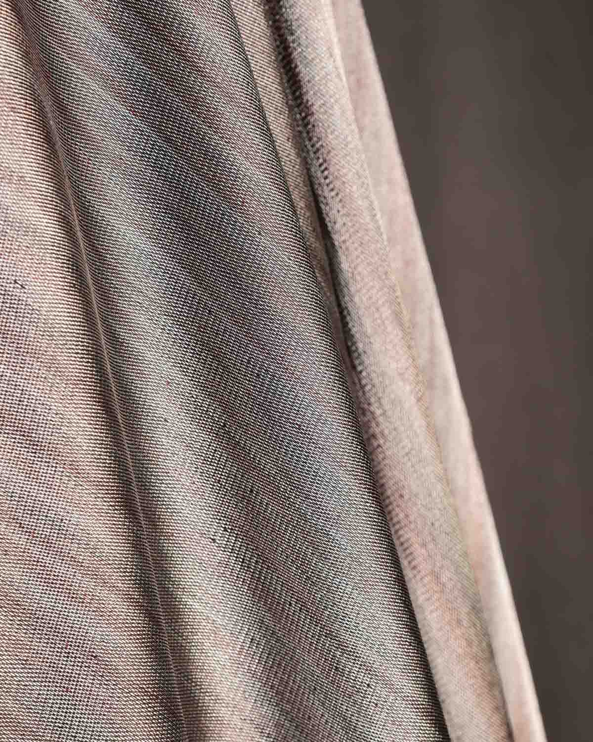 Variegated Metallic Silver Brocade Handwoven Silk Tissue Banarasi Fabric-HolyWeaves