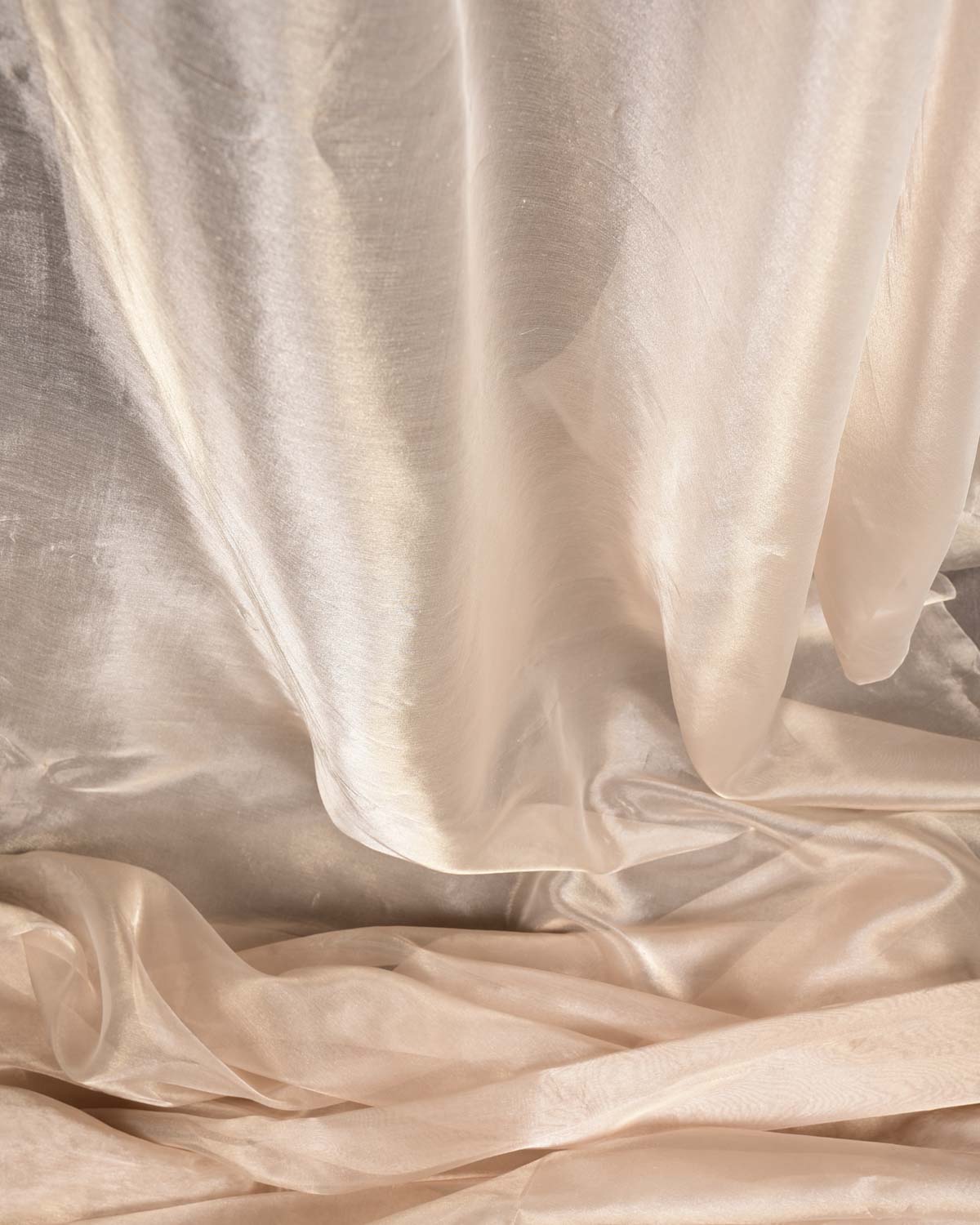 Metallic Silver Woven Kora Tissue Fabric-HolyWeaves