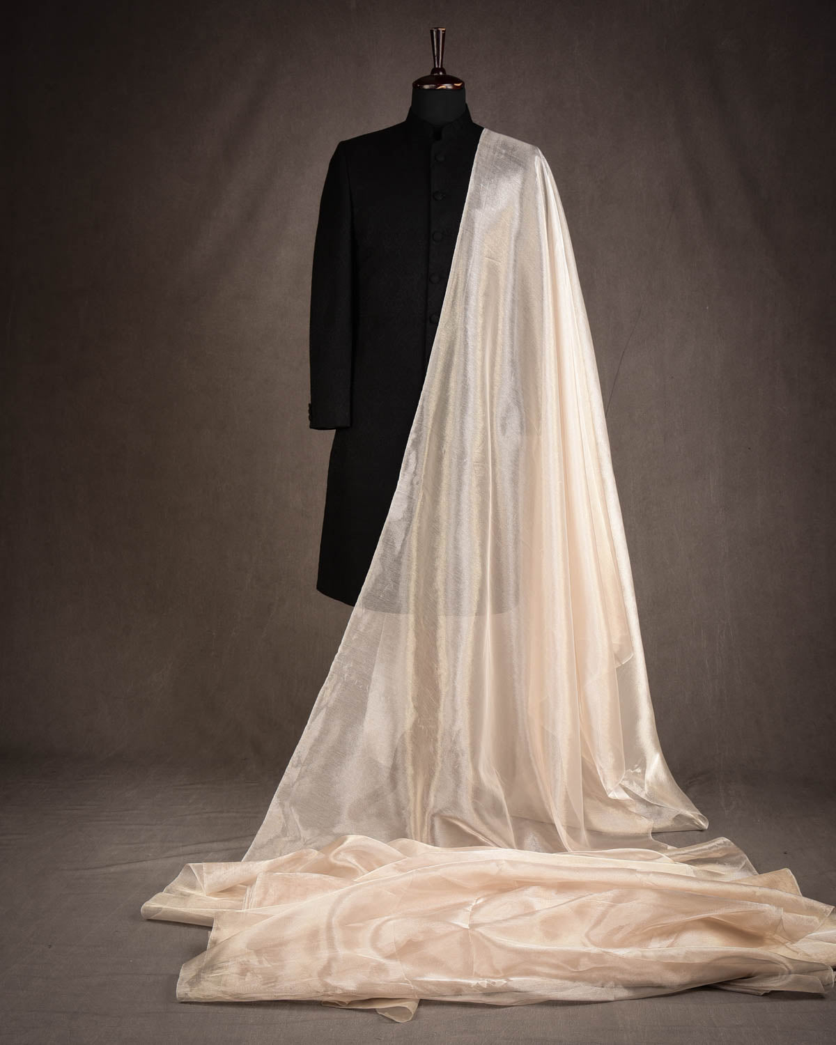 Metallic Silver Woven Kora Tissue Fabric-HolyWeaves