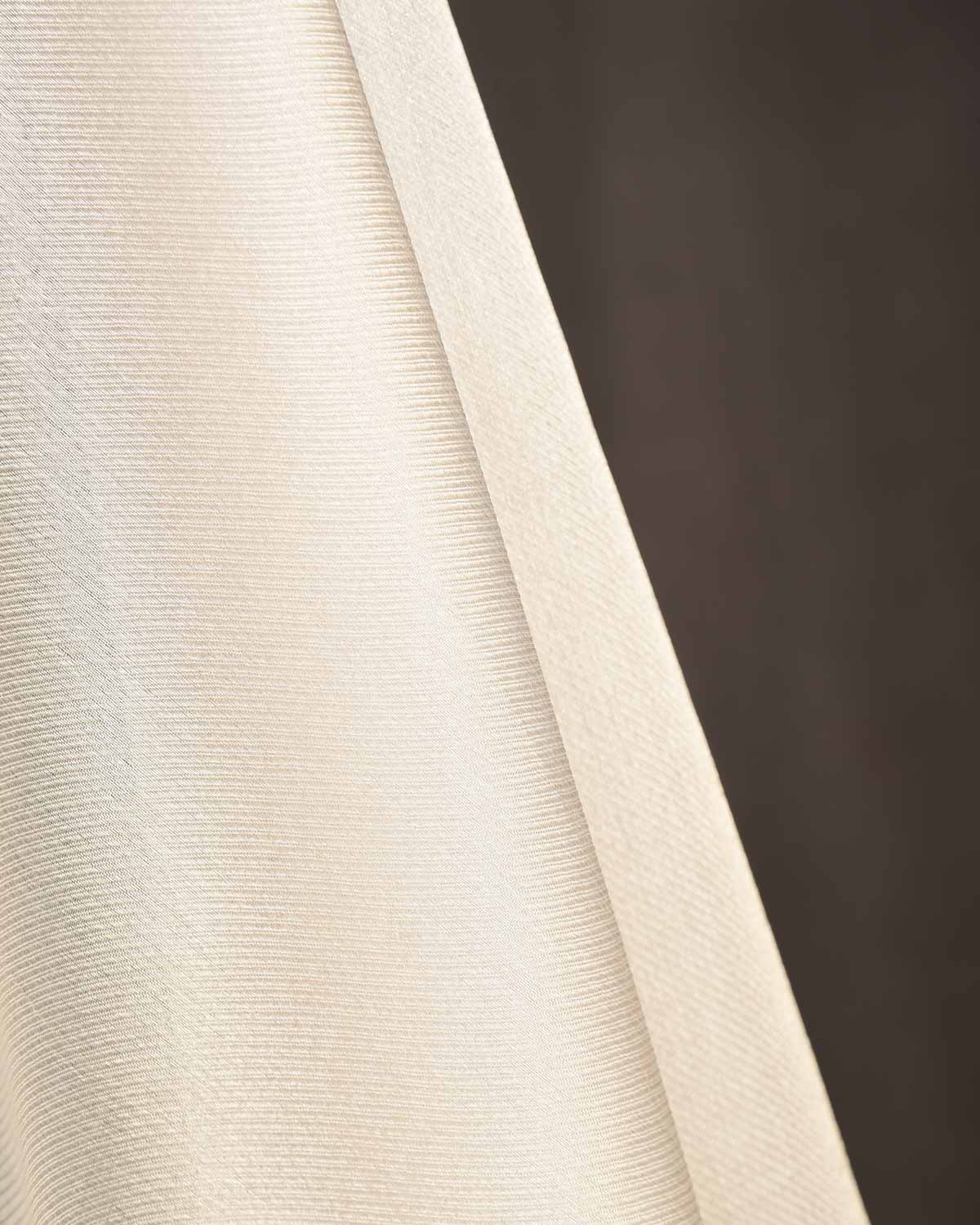 Metallic Silver Diagonal Drill Brocade Woven Kora Tissue Banarasi Fabric-HolyWeaves