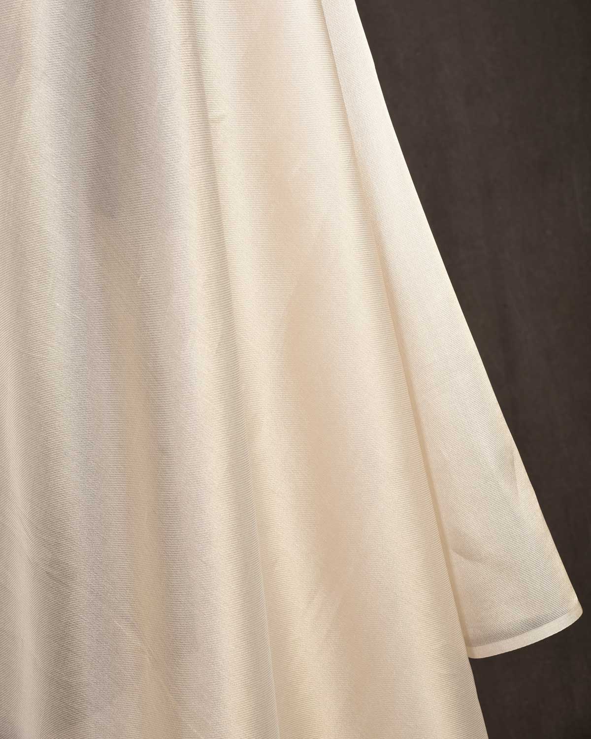 Metallic Silver Diagonal Drill Brocade Woven Kora Tissue Banarasi Fabric-HolyWeaves