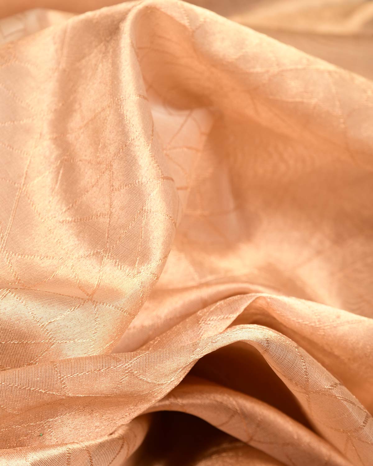 Metallic Gold Zari Abstract Geometry Brocade Woven Kora Tissue Banarasi Fabric-HolyWeaves