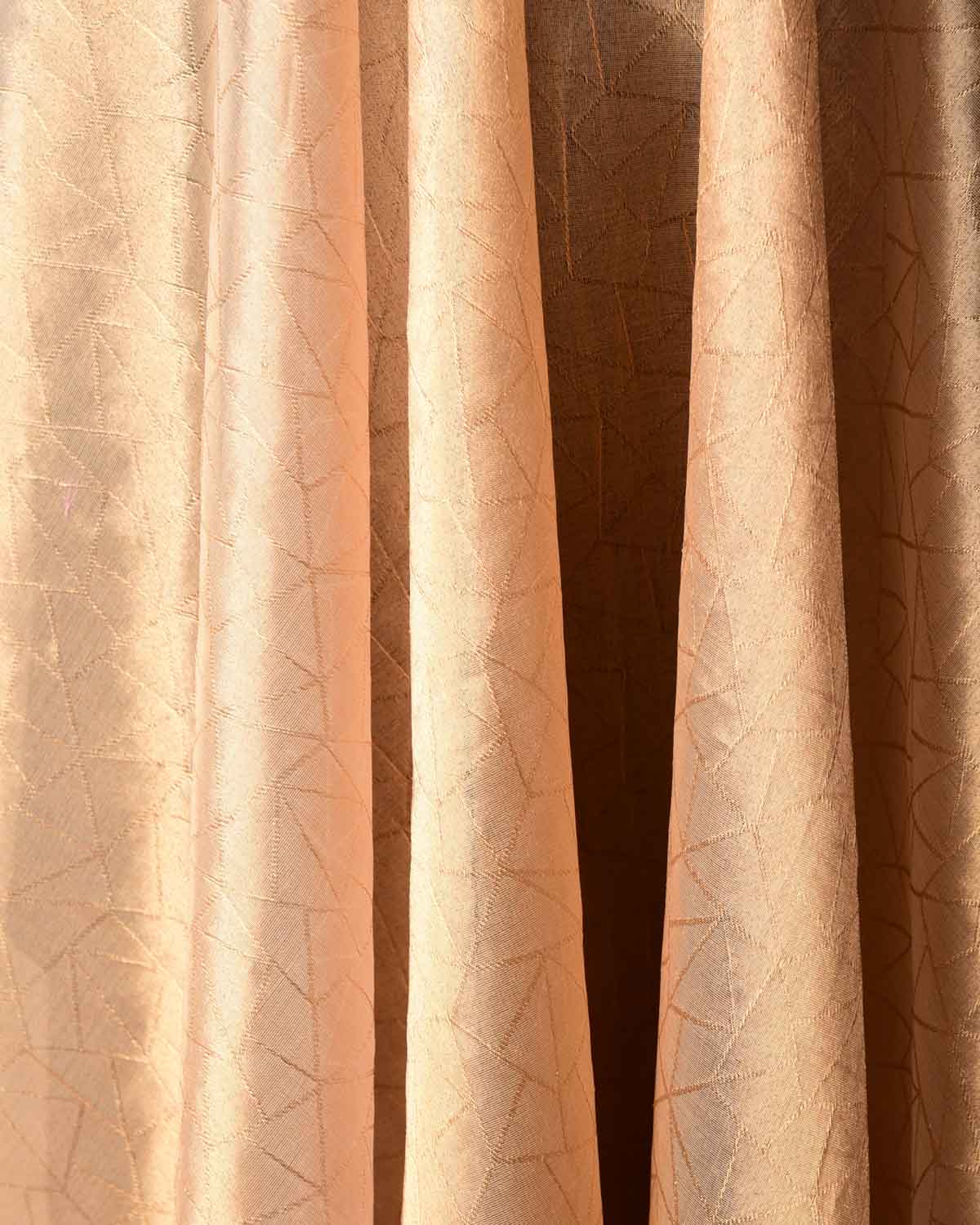 Metallic Gold Zari Abstract Geometry Brocade Woven Kora Tissue Banarasi Fabric-HolyWeaves