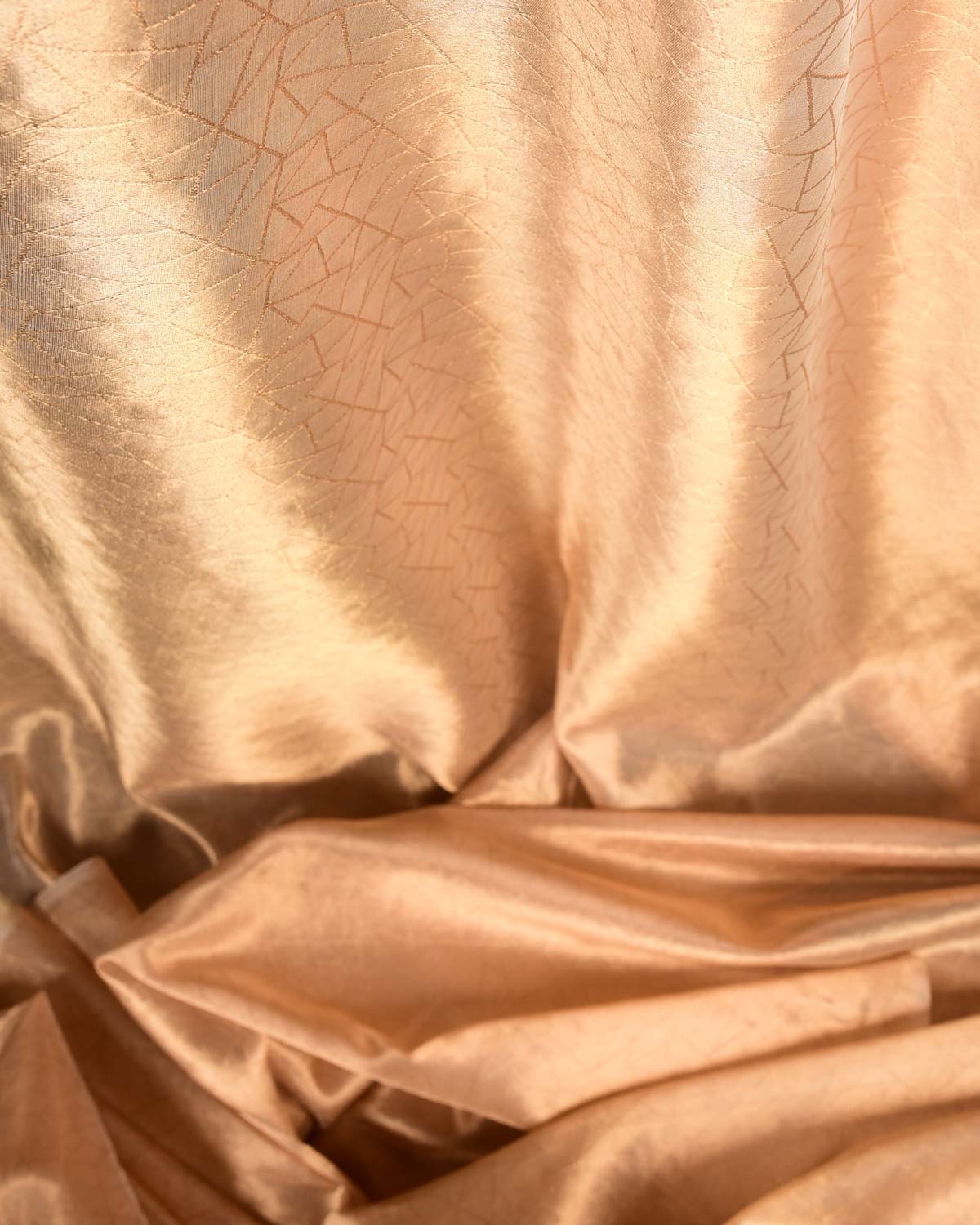 Metallic Gold Zari Abstract Geometry Brocade Woven Kora Tissue Banarasi Fabric-HolyWeaves