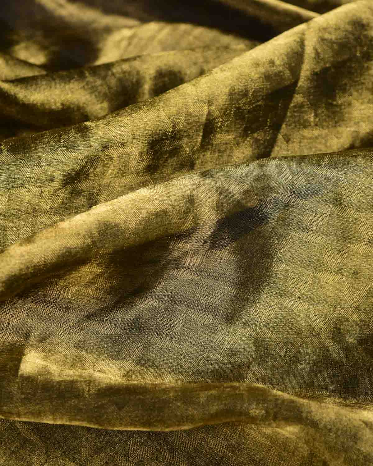 Metallic Gold WATERMARK Kaliedoscopic Stars Brocade Woven Kora Tissue Banarasi Fabric-HolyWeaves