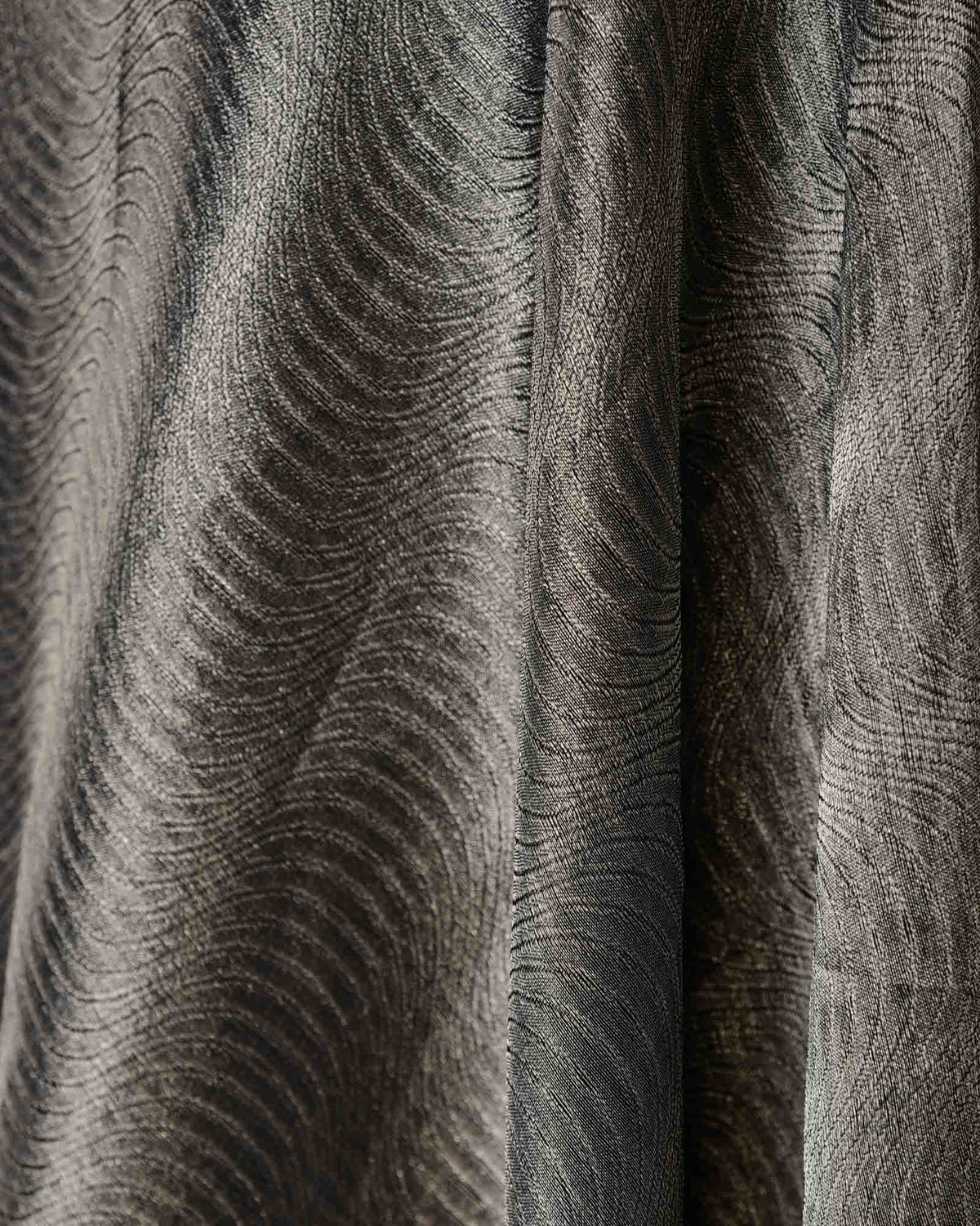 Metallic Gray WATERMARK Scallop Brocade Woven Kora Tissue Banarasi Fabric-HolyWeaves