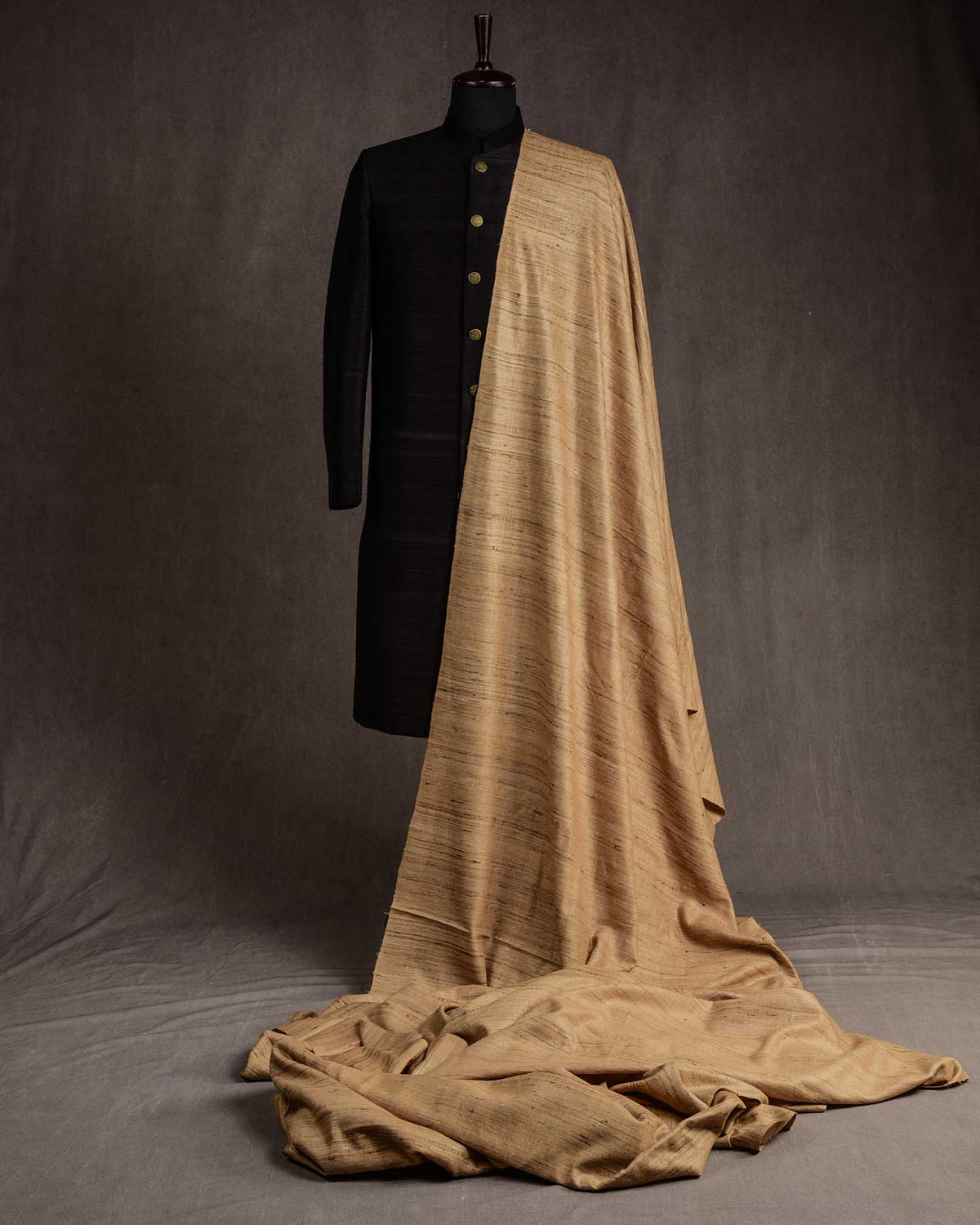 Beige Handwoven Katiya Tasar Silk Fabric-HolyWeaves