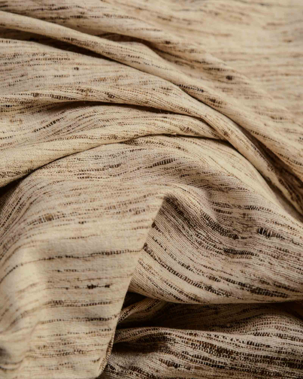 Beige Woven Katiya Cotton Khichha Fabric-HolyWeaves