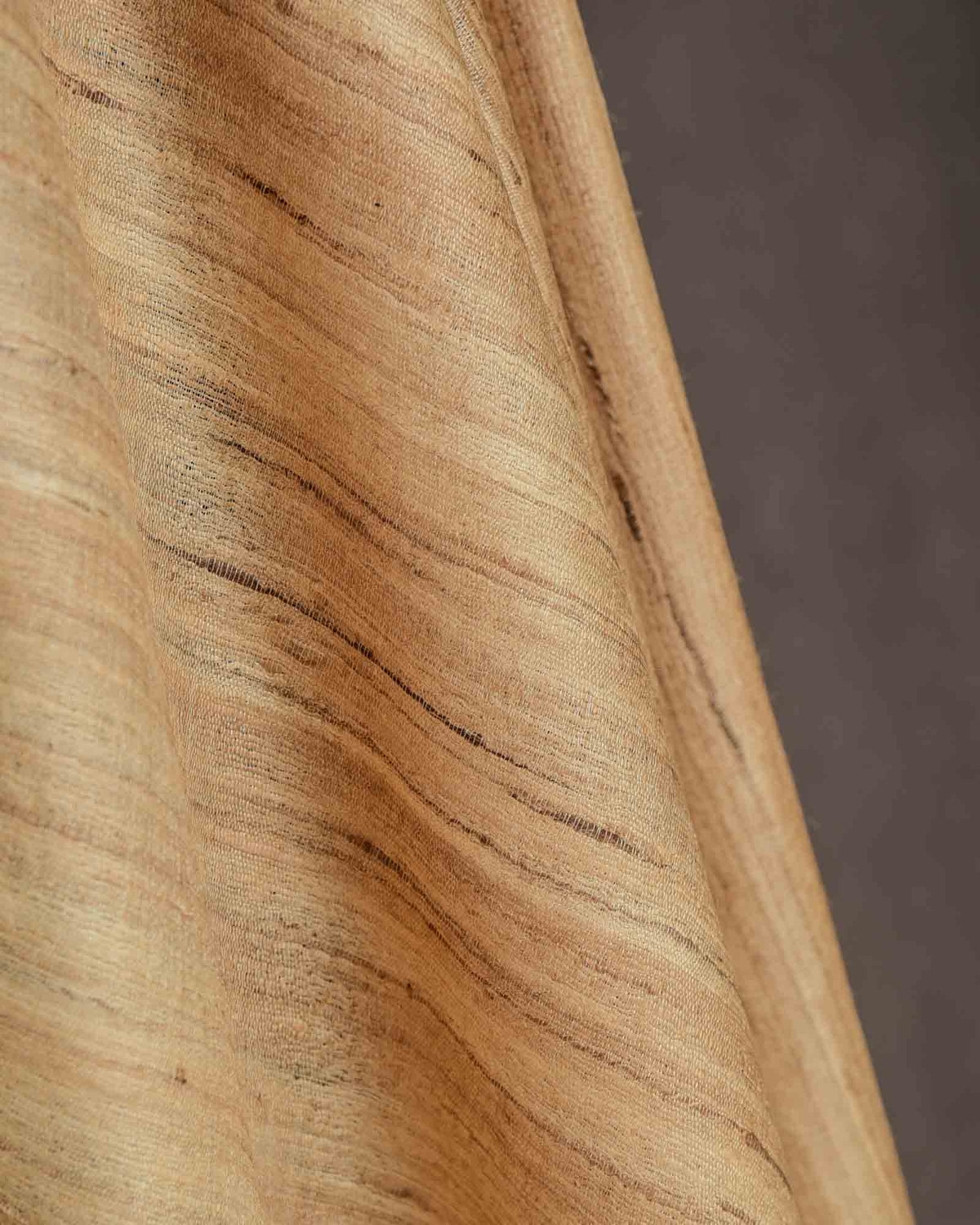 Beige Handwoven Khichha Tasar Silk Fabric-HolyWeaves