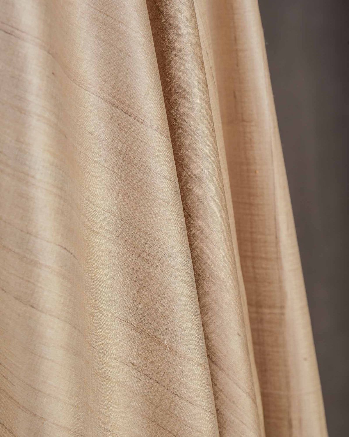 Beige Handwoven Desi Tasar Silk Fabric-HolyWeaves