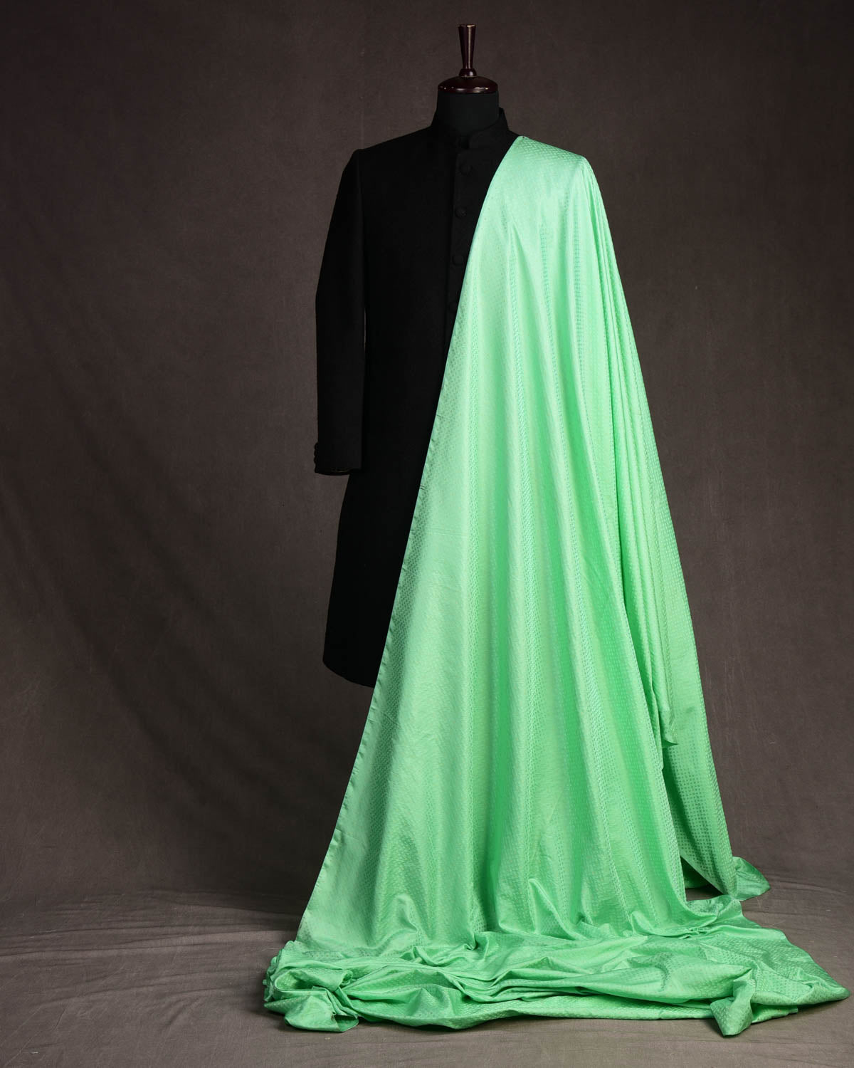 Green Banarasi Tanchoi Brocade Handwoven Silk Unisex Fabric-HolyWeaves