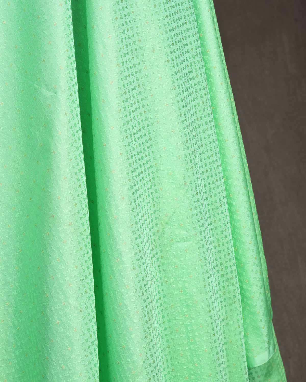 Green Banarasi Tanchoi Brocade Handwoven Silk Unisex Fabric-HolyWeaves