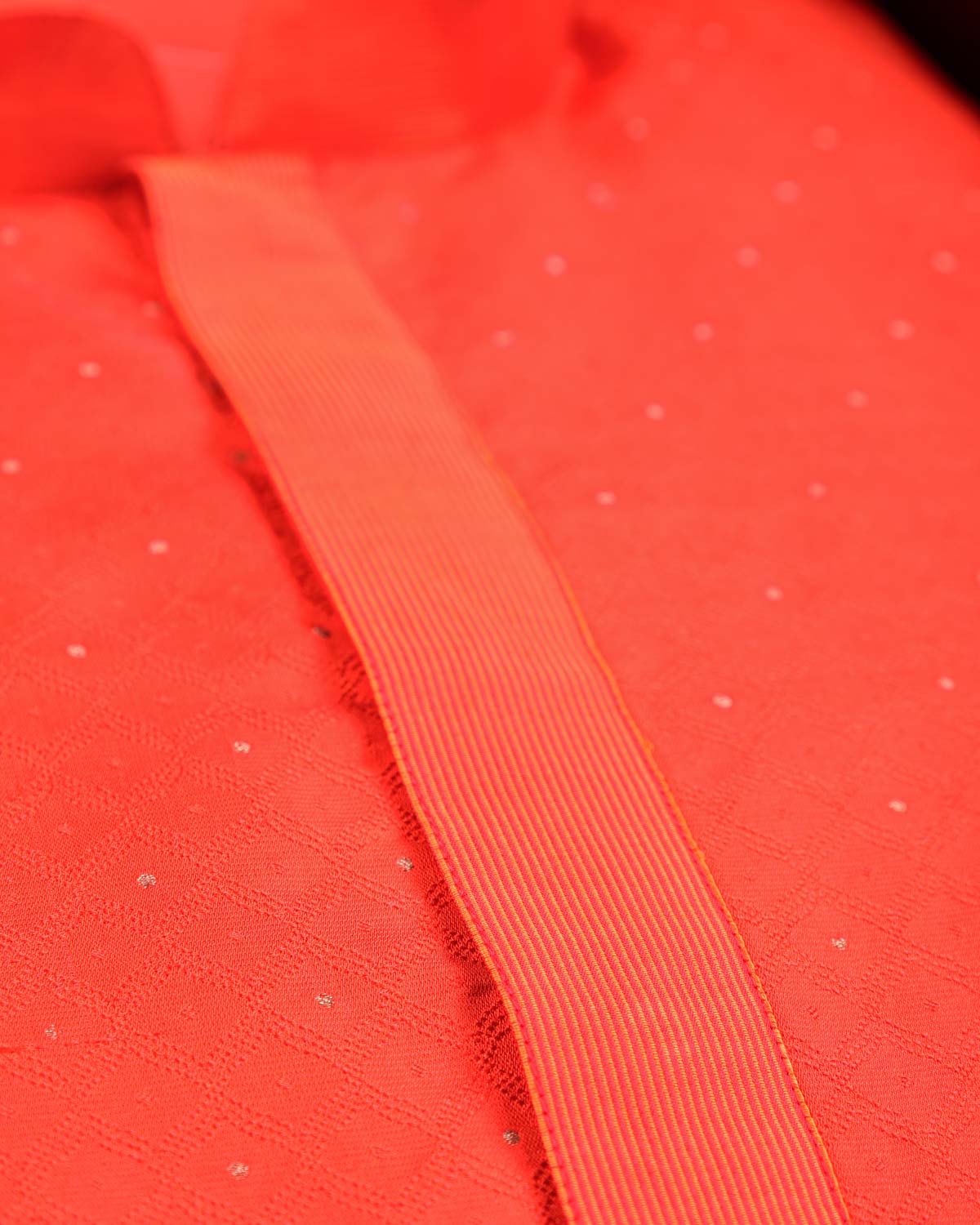 Orange Banarasi Tanchoi Brocade Pure Silk Mens Kurta Pyjama-HolyWeaves