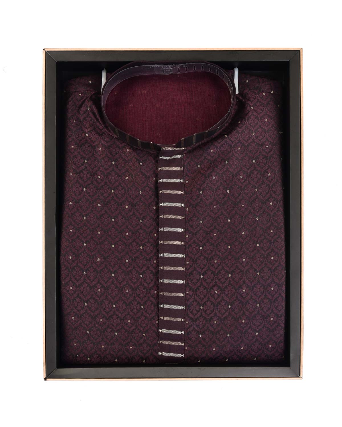 Black Coffee Brown Tanchoi Brocade Silk Banarasi Mens Kurta Pyjama-HolyWeaves