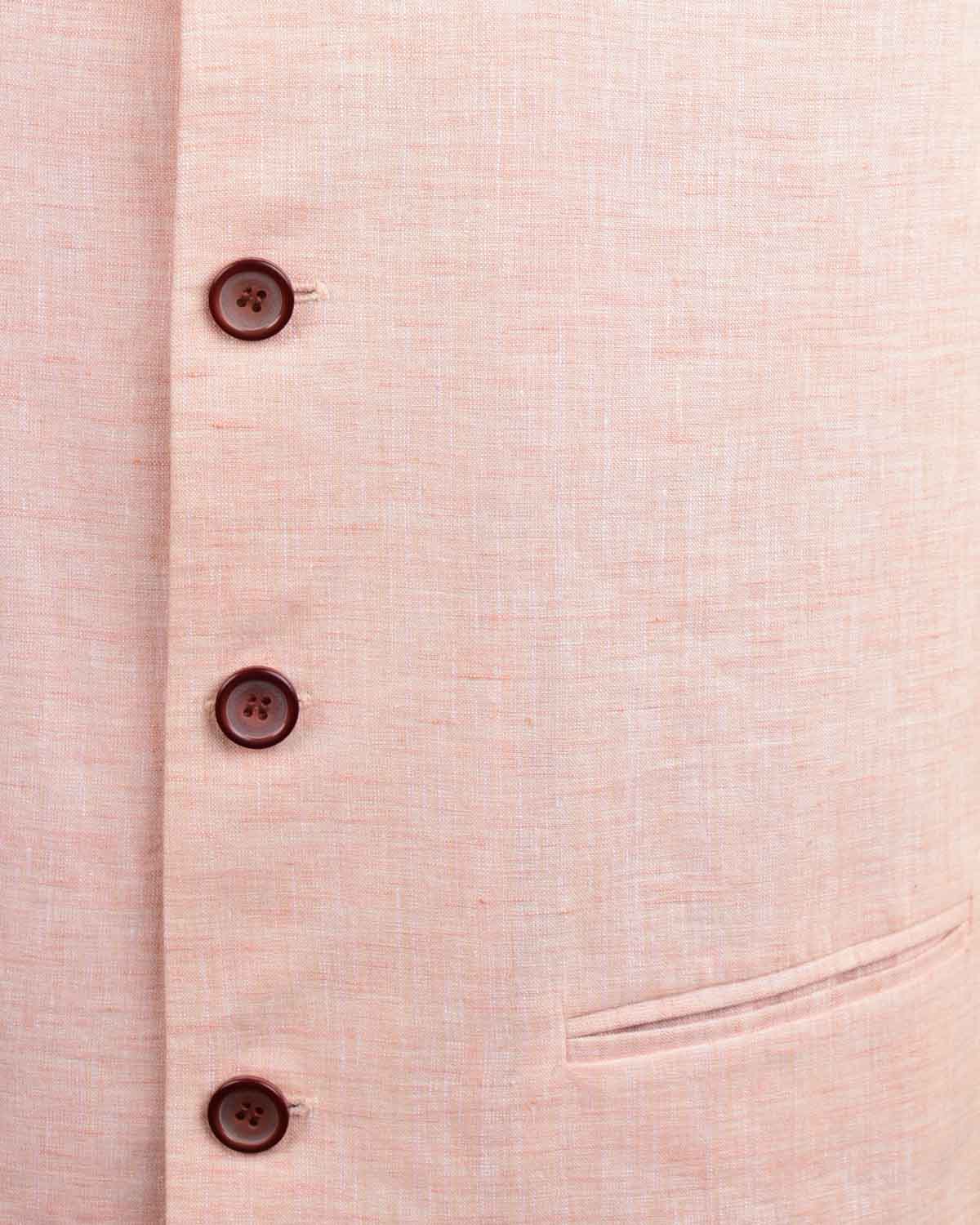 Pastel Peach Linen Mens Modi Jacket-HolyWeaves