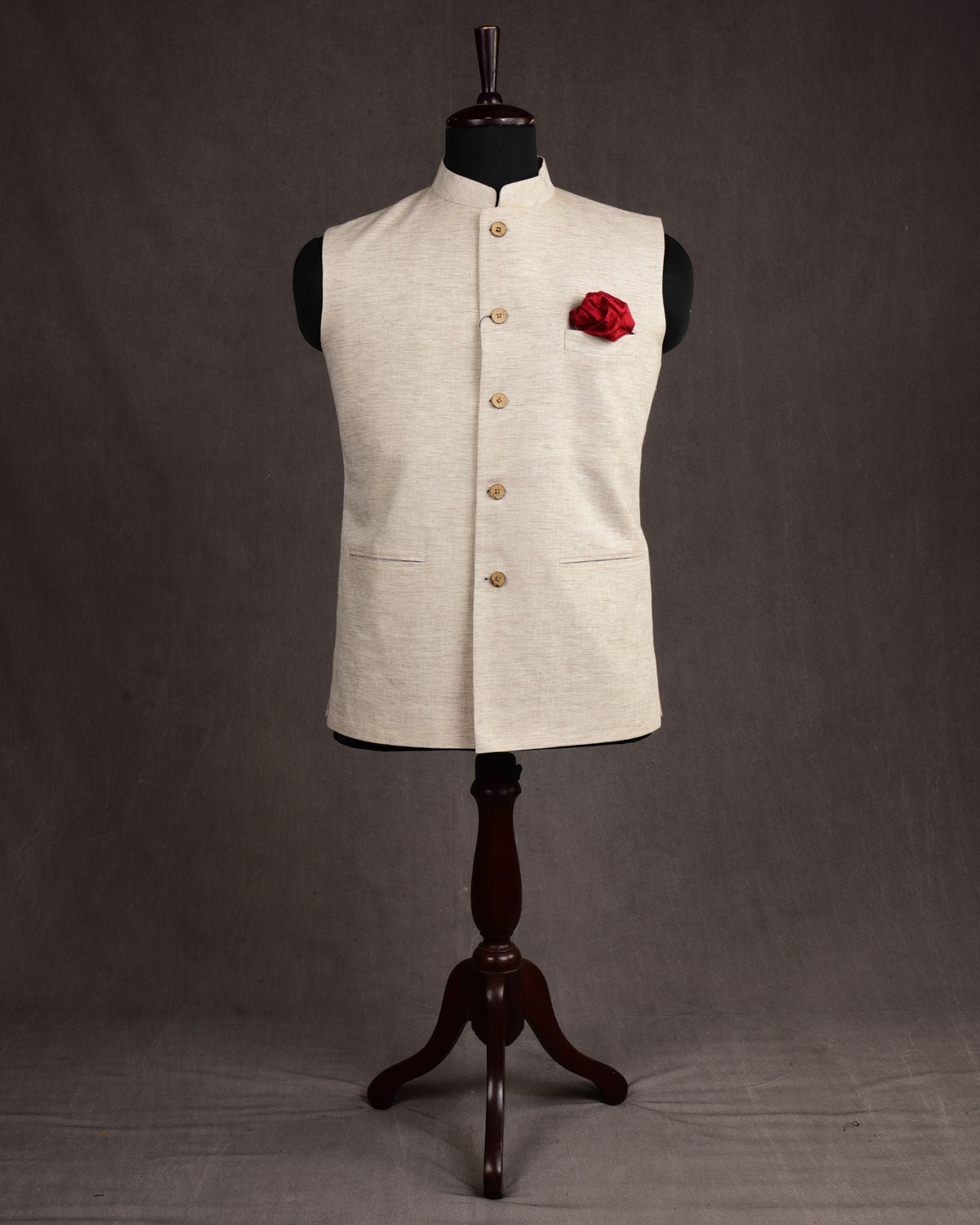 Textured Beige Linen Mens Modi Jacket-HolyWeaves