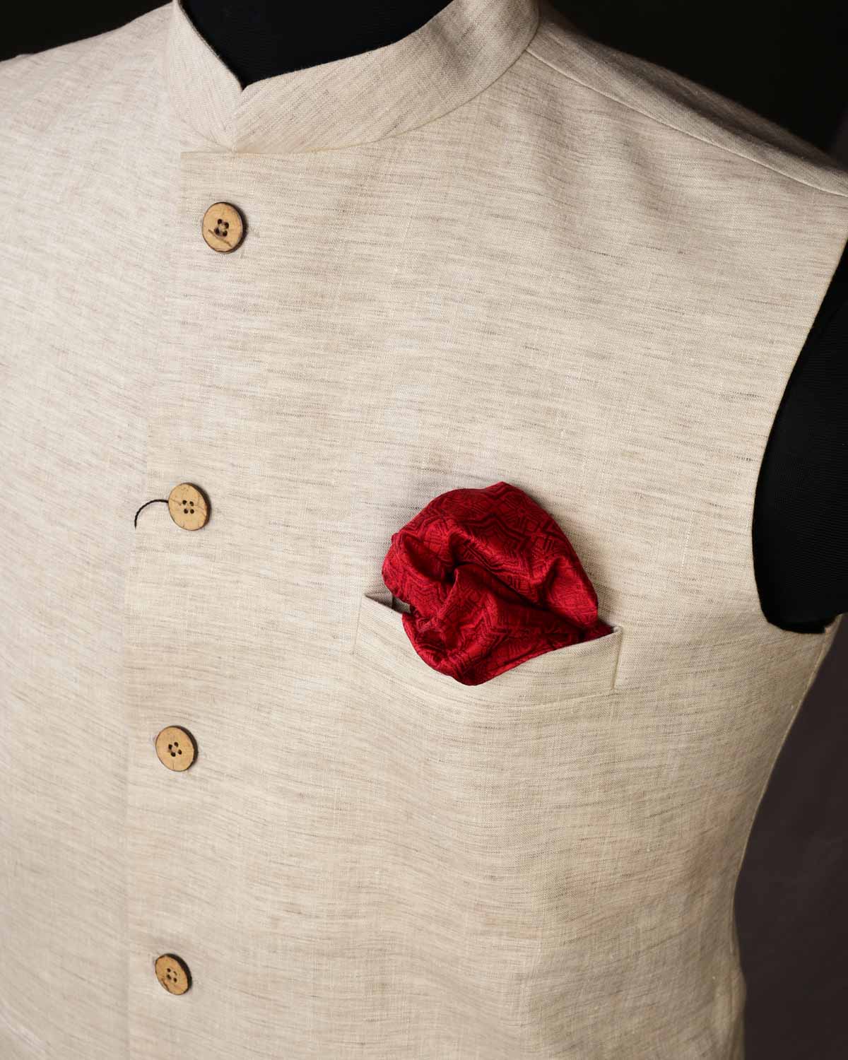 Textured Beige Linen Mens Modi Jacket-HolyWeaves
