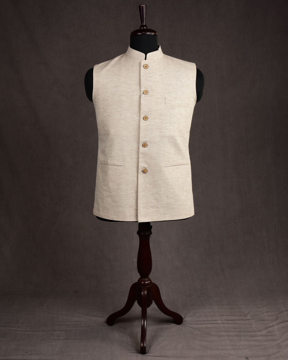 Textured Beige Linen Mens Modi Jacket-HolyWeaves
