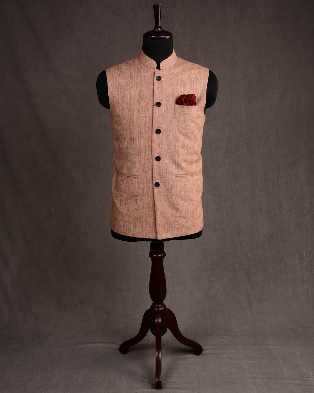 Textured Maroon Linen Mens Modi Jacket-HolyWeaves