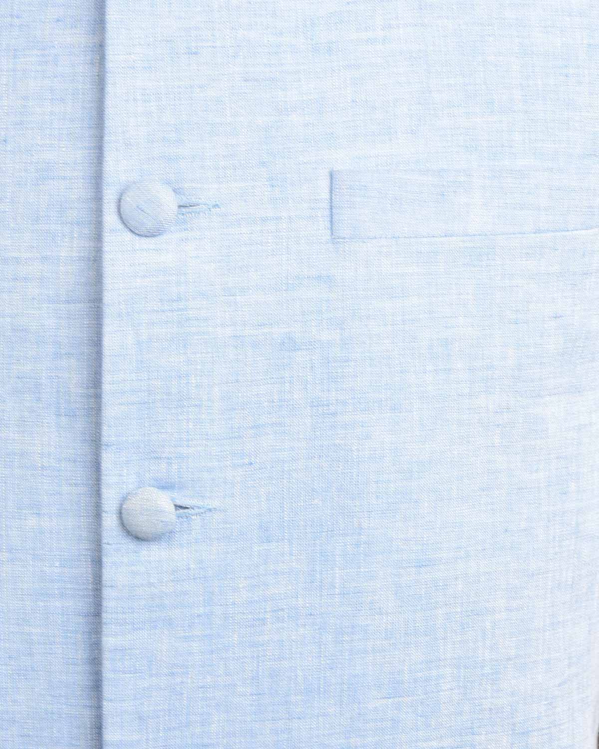 Textured Sky Blue Linen Mens Modi Jacket with Jaipur Cotton Lining-HolyWeaves