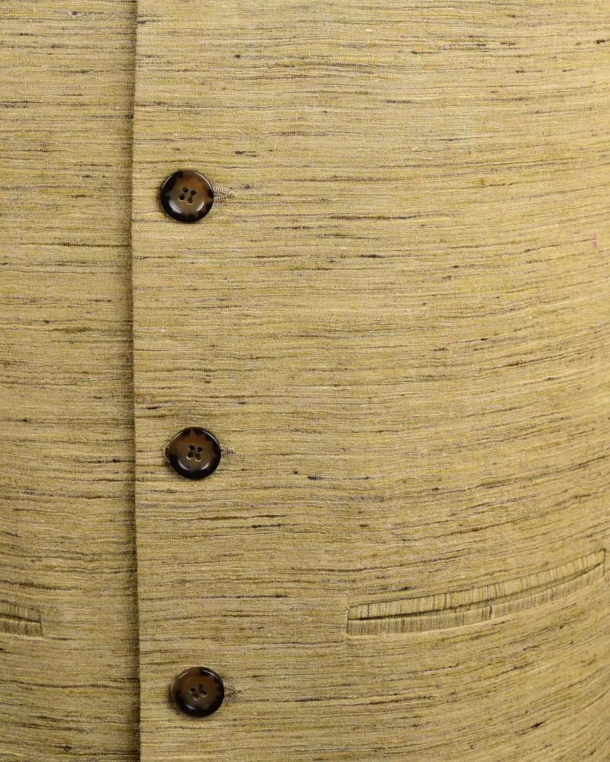 Textured Beige Tasar Khichha Mens Modi Jacket-HolyWeaves