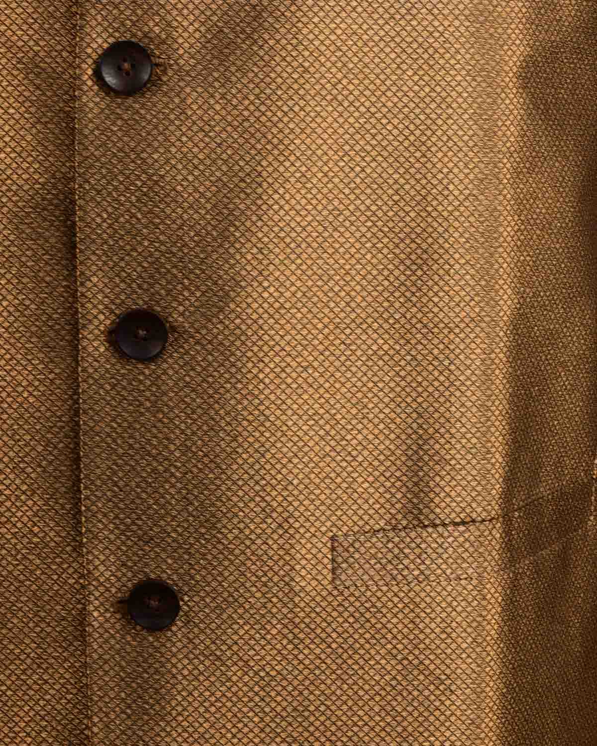 Gold Art Silk Brocade Modi Jacket-HolyWeaves