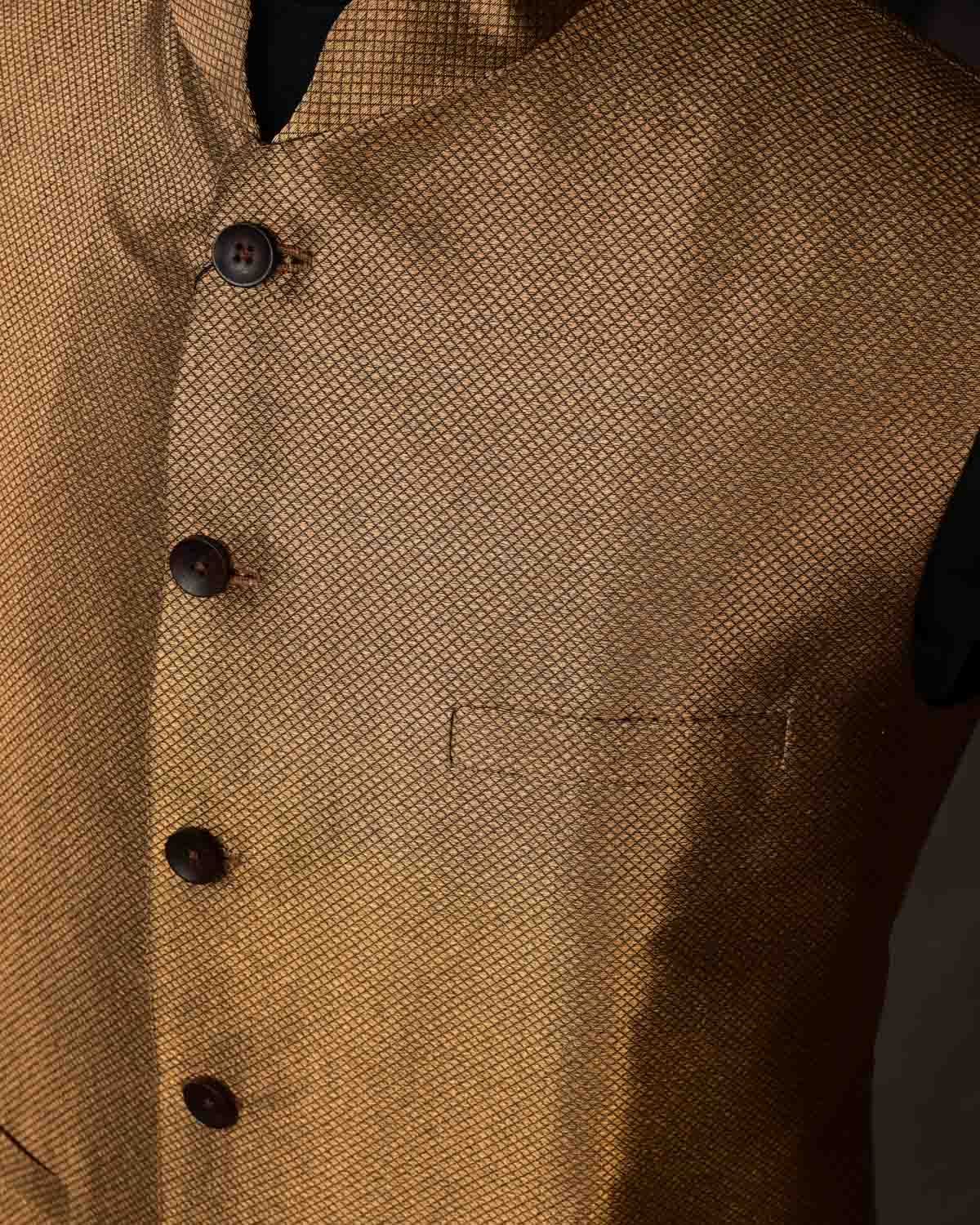 Gold Art Silk Brocade Modi Jacket-HolyWeaves