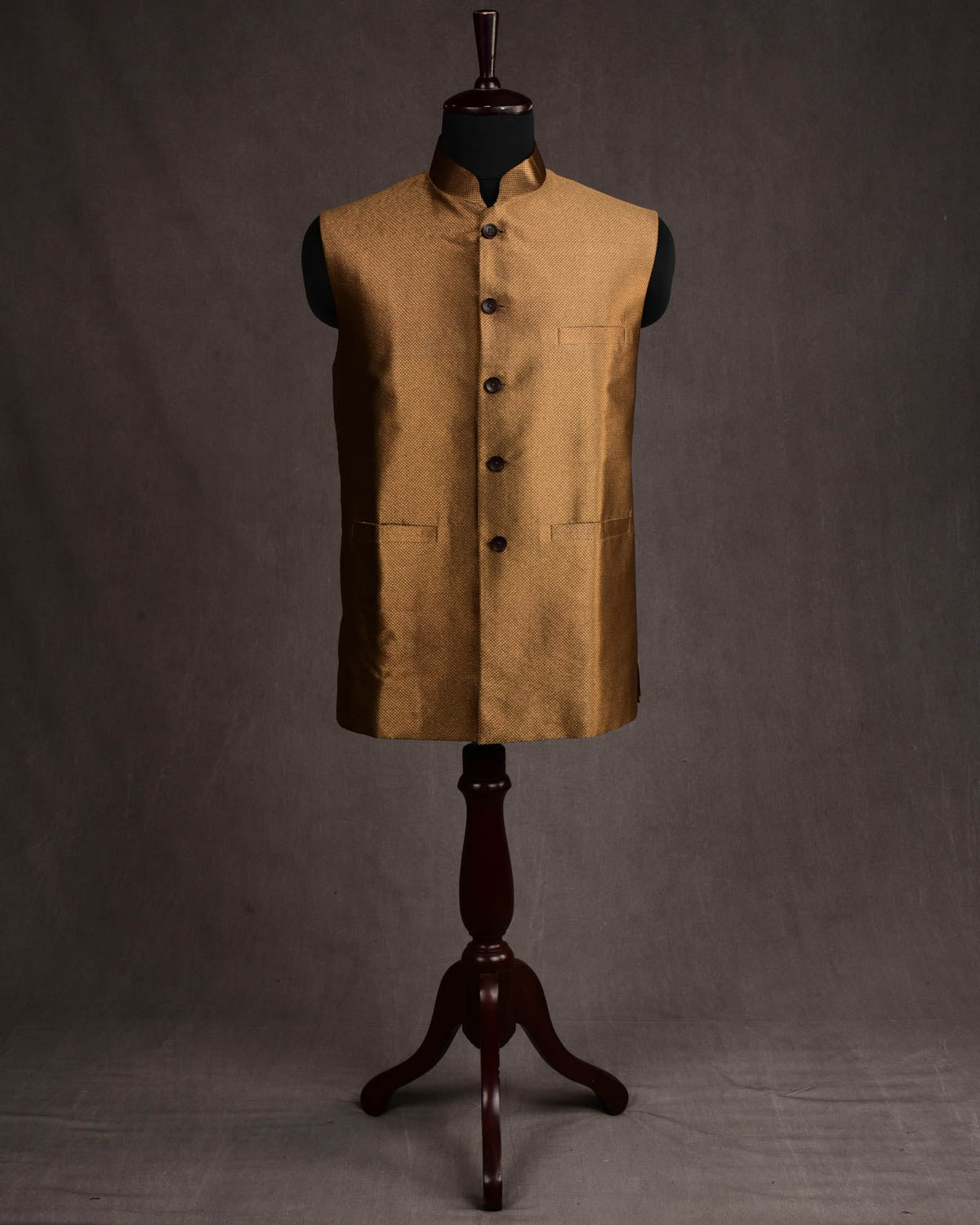 Gold Art Silk Brocade Modi Jacket-HolyWeaves