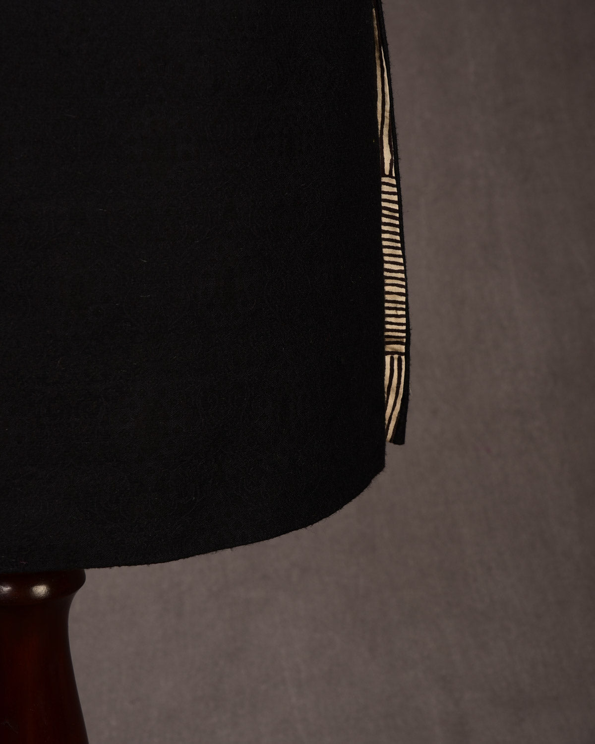 Black Banarasi Damask Tanchoi Silk Wool Mens Sherwani-HolyWeaves