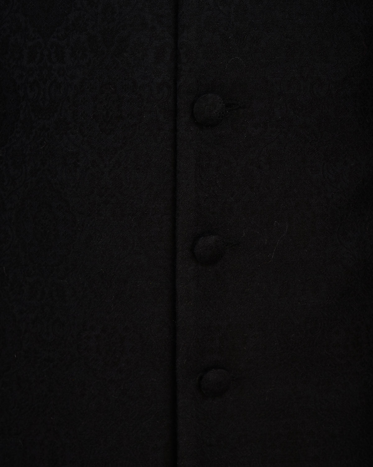 Black Banarasi Damask Tanchoi Silk Wool Mens Sherwani-HolyWeaves