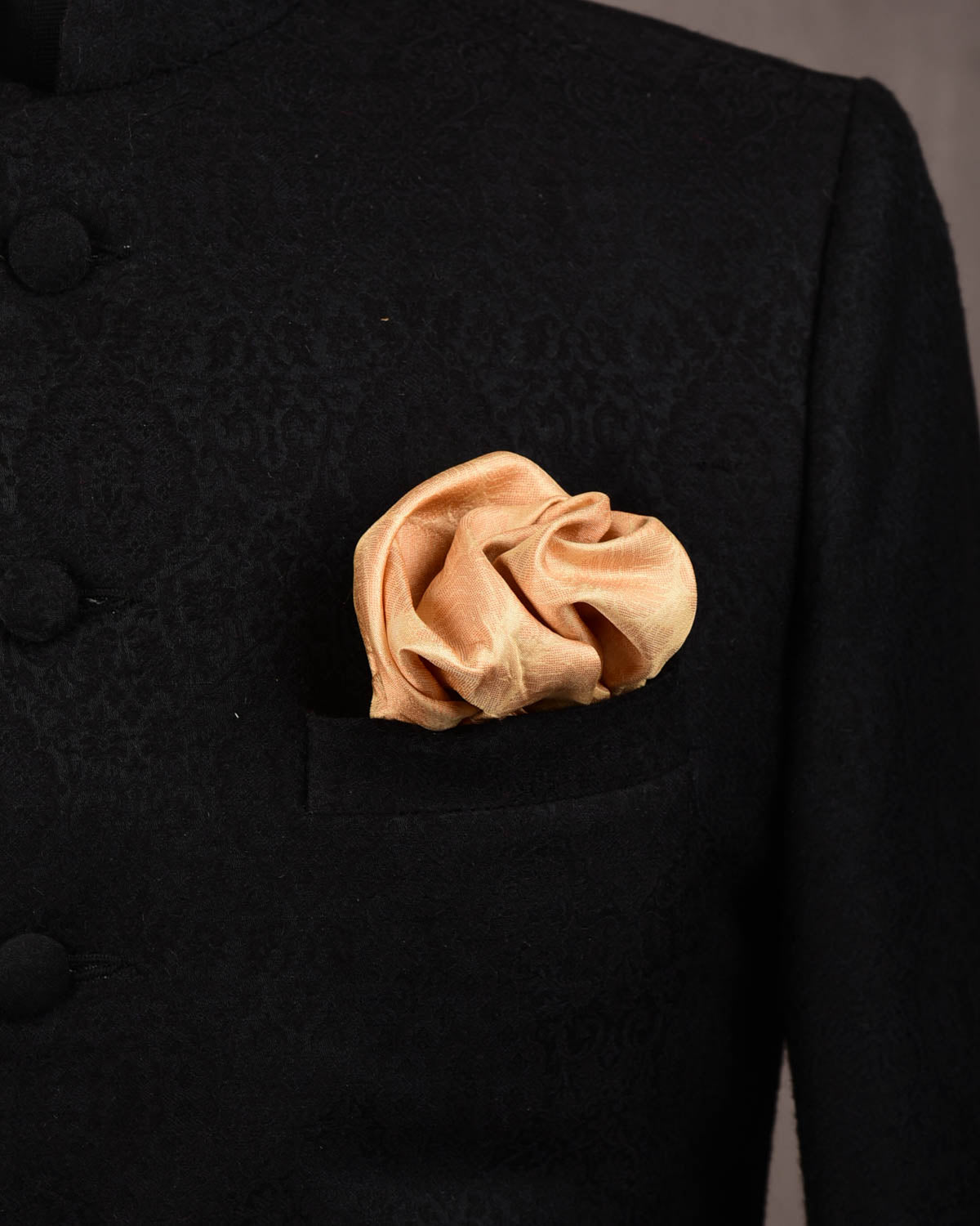 Beige Leaf Tanchoi Handwoven Pure Silk Pocket Square For Men-HolyWeaves