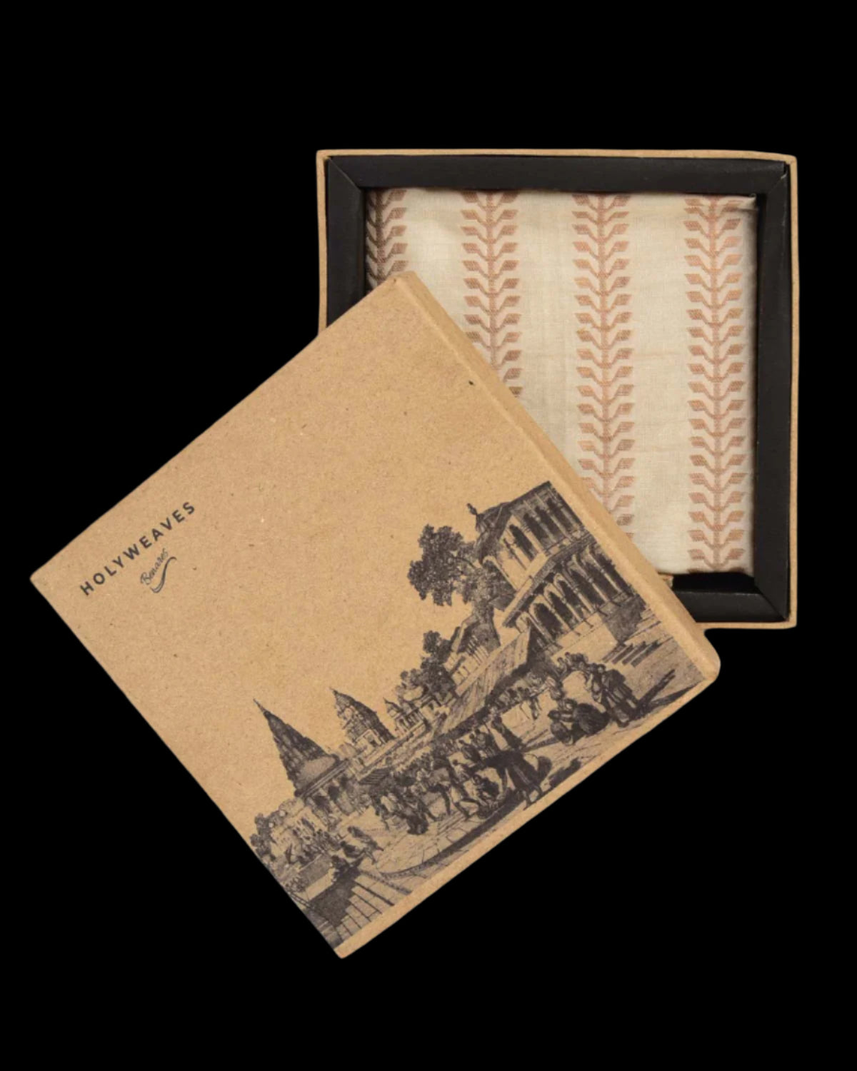 Cream Zari Brocade Handwoven Pure Silk Pocket Square For Men-HolyWeaves