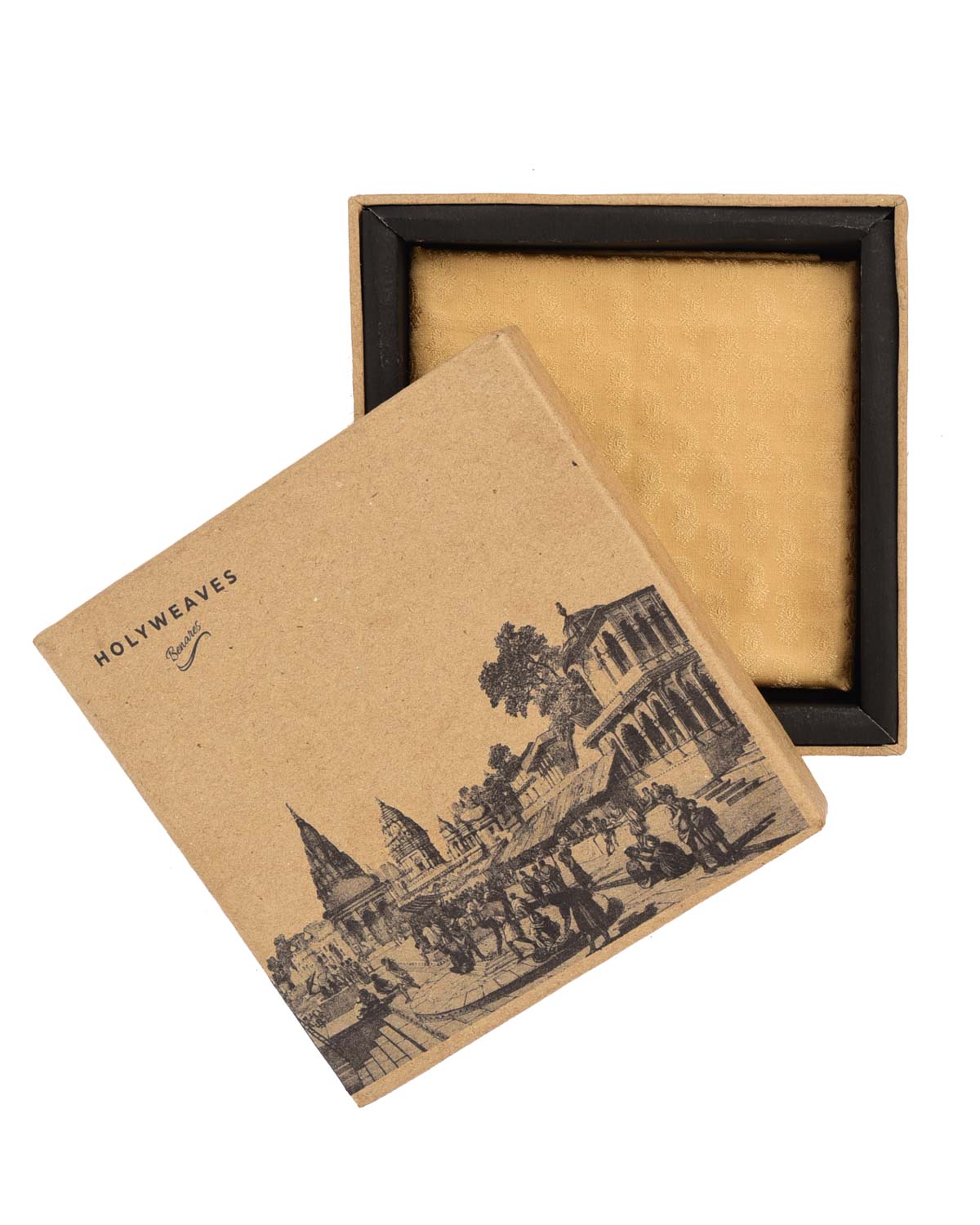 Beige Tanchoi Handwoven Pure Silk Pocket Square For Men-HolyWeaves